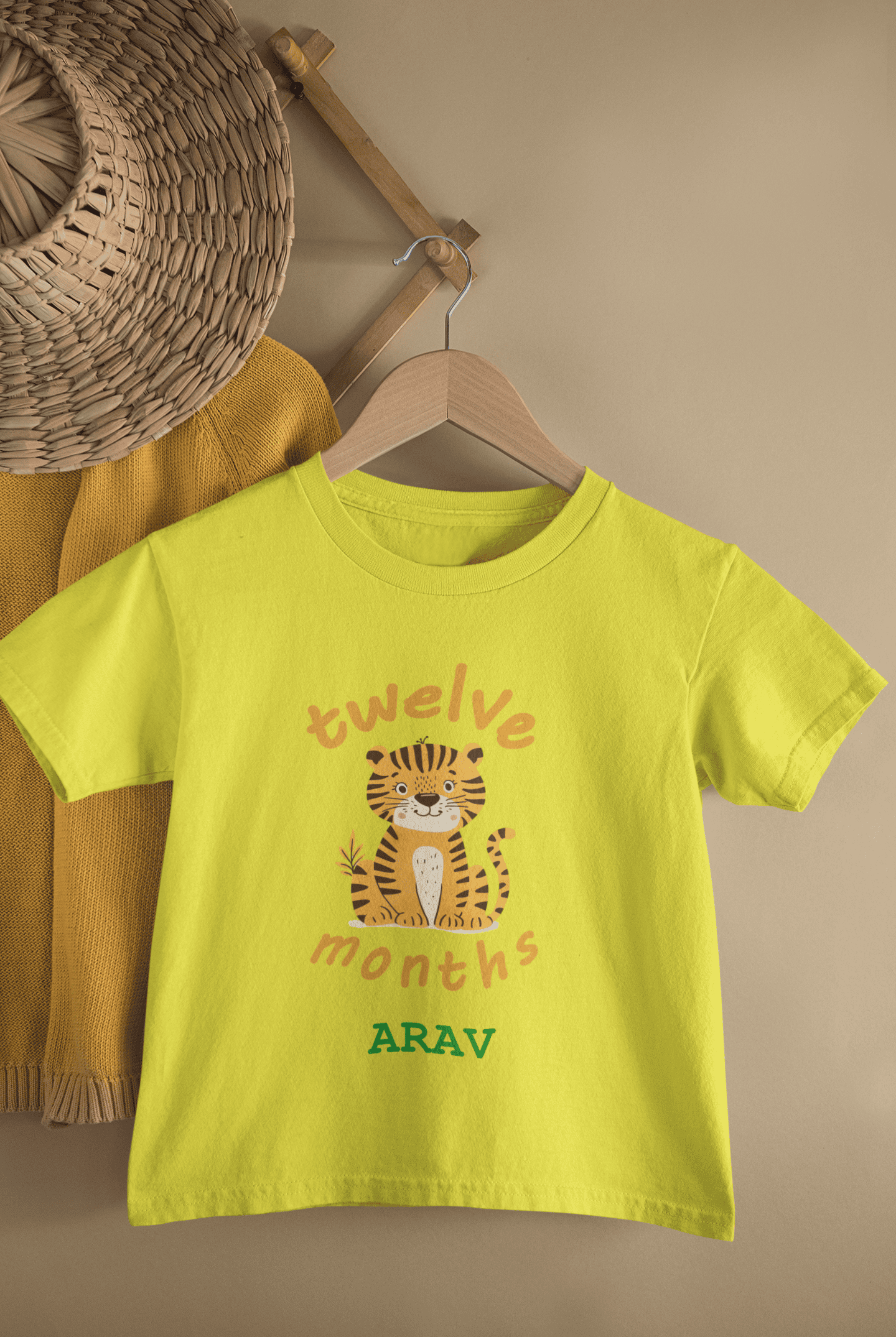 Custom Name Twelve Months Birthday Half Sleeves T-Shirt for Boys -FunkyTeesClub
