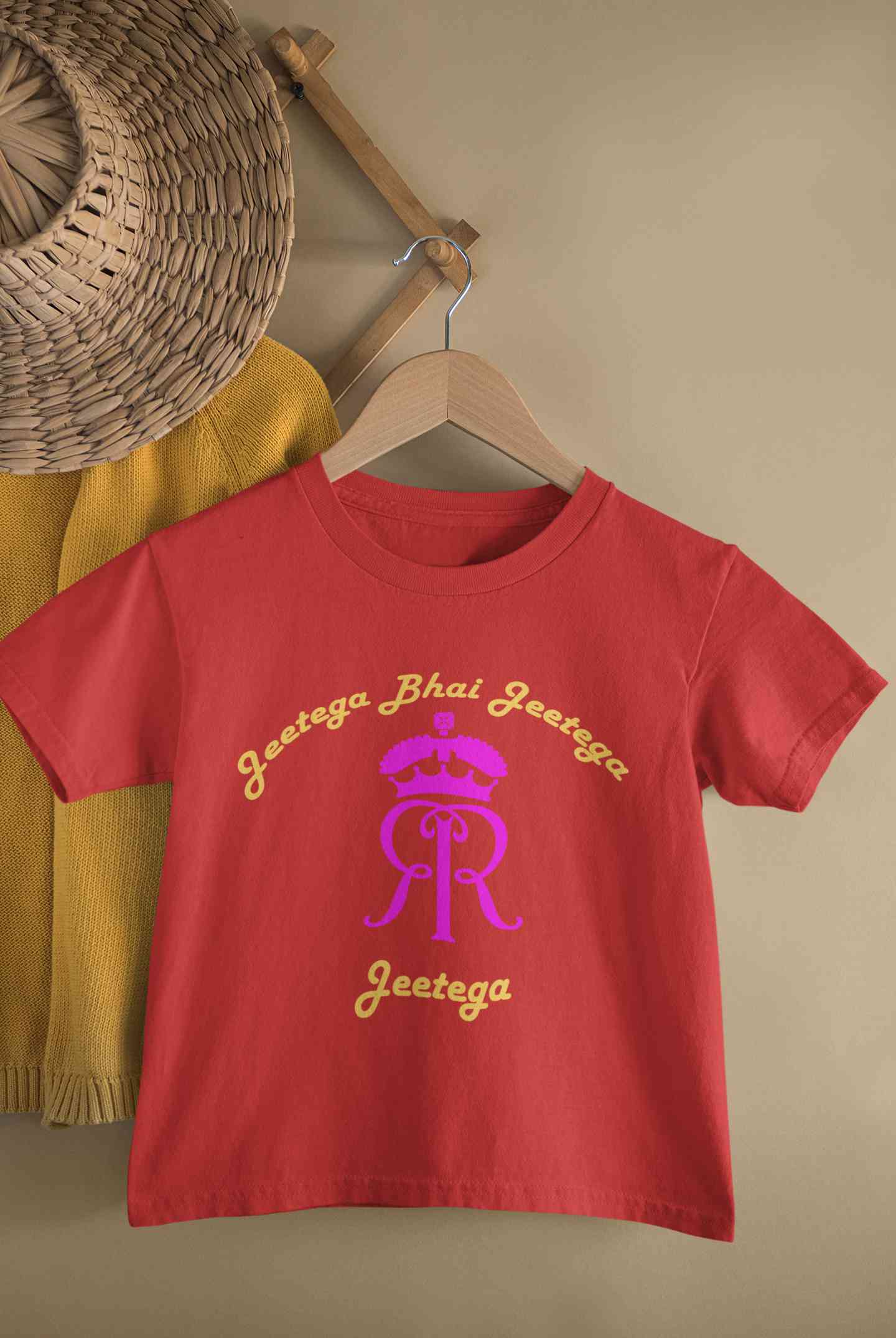 IPL Rajasthan Royals Jeetega Bhai Jeetega RR Jeetega Half Sleeves T-Shirt for Boy-FunkyTeesClub