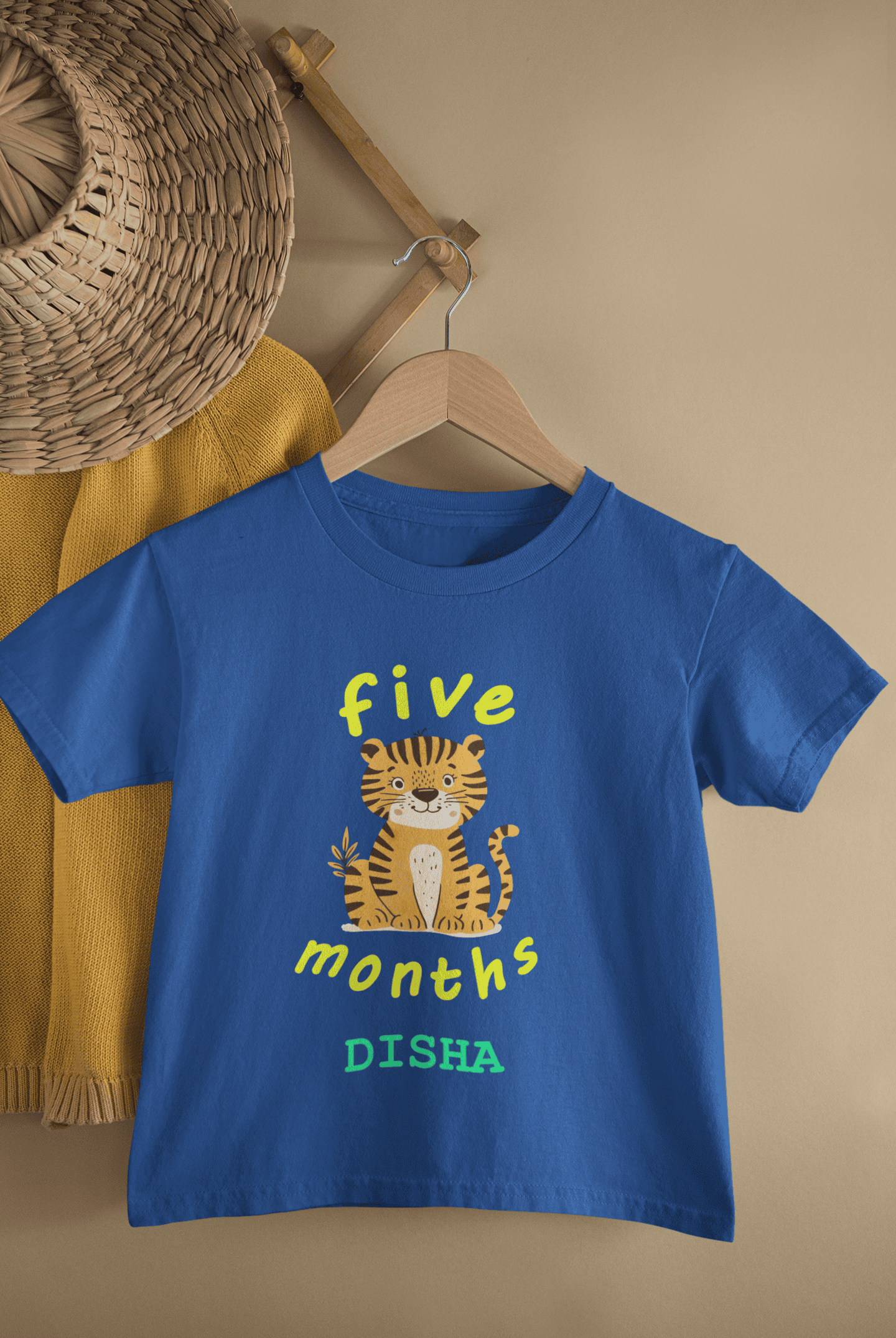 Custom Name Five Month Birthday Half Sleeves T-Shirt For Girls -FunkyTeesClub