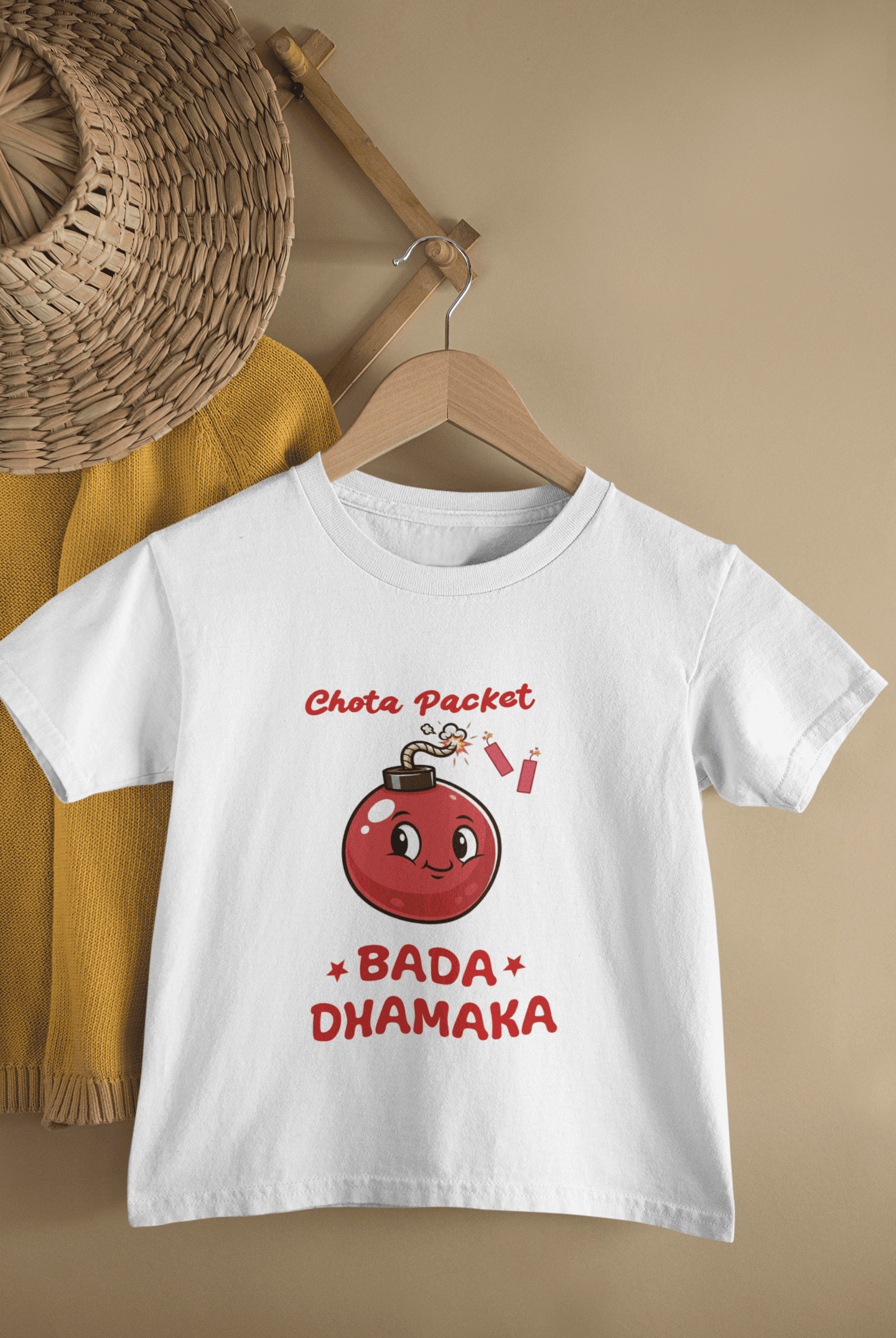 Chota Packet Bada Dhamaka Diwali Half Sleeves T-Shirt For Girls -FunkyTeesClub