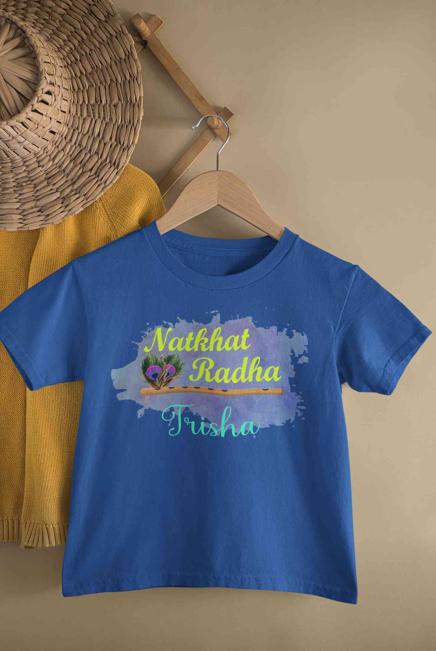 Custom Name Natkhat Radha Janmashtami Half Sleeves T-Shirt For Girls -FunkyTeesClub