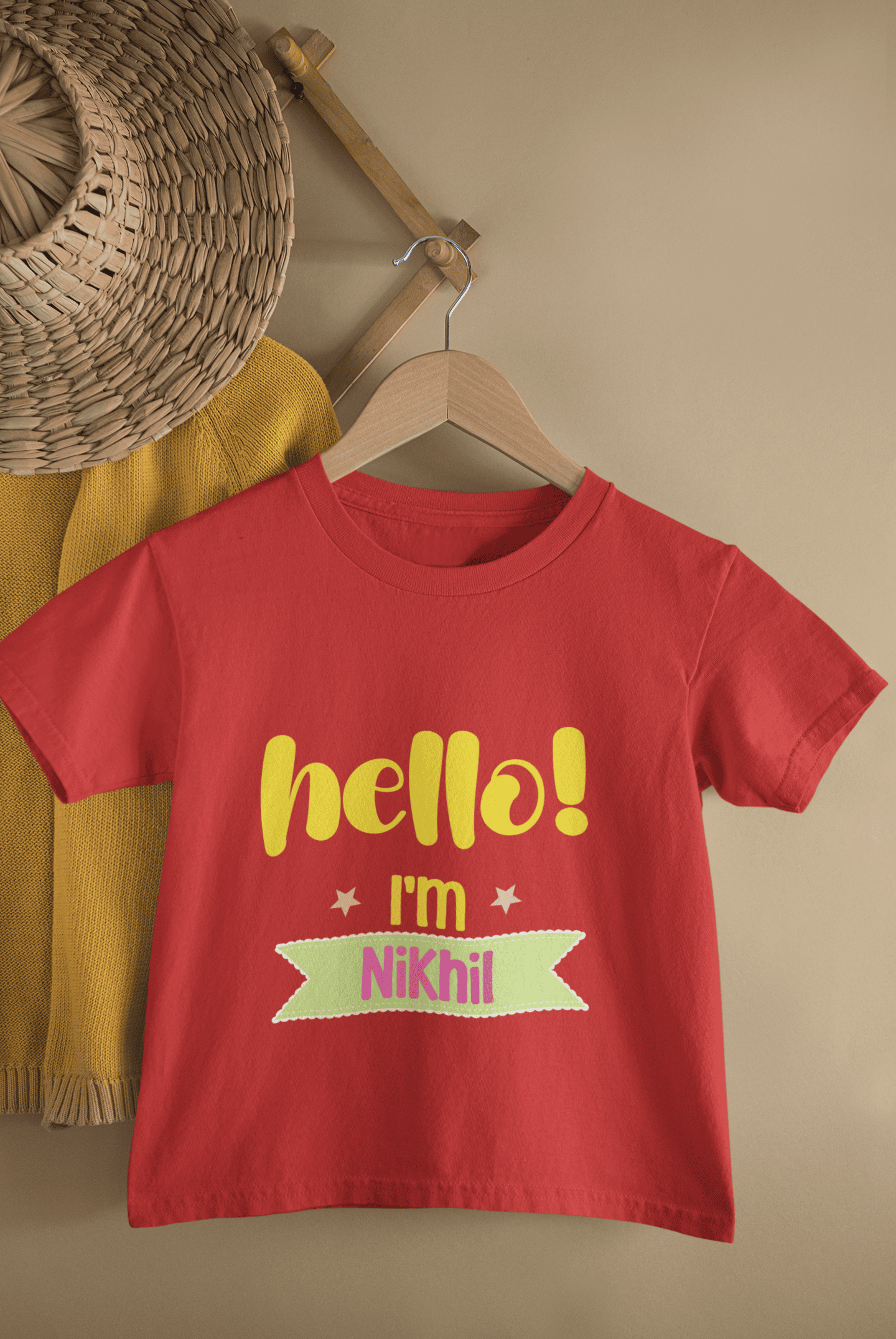 Custom Name Hello New Born Half Sleeves T-Shirt for Boys -FunkyTeesClub