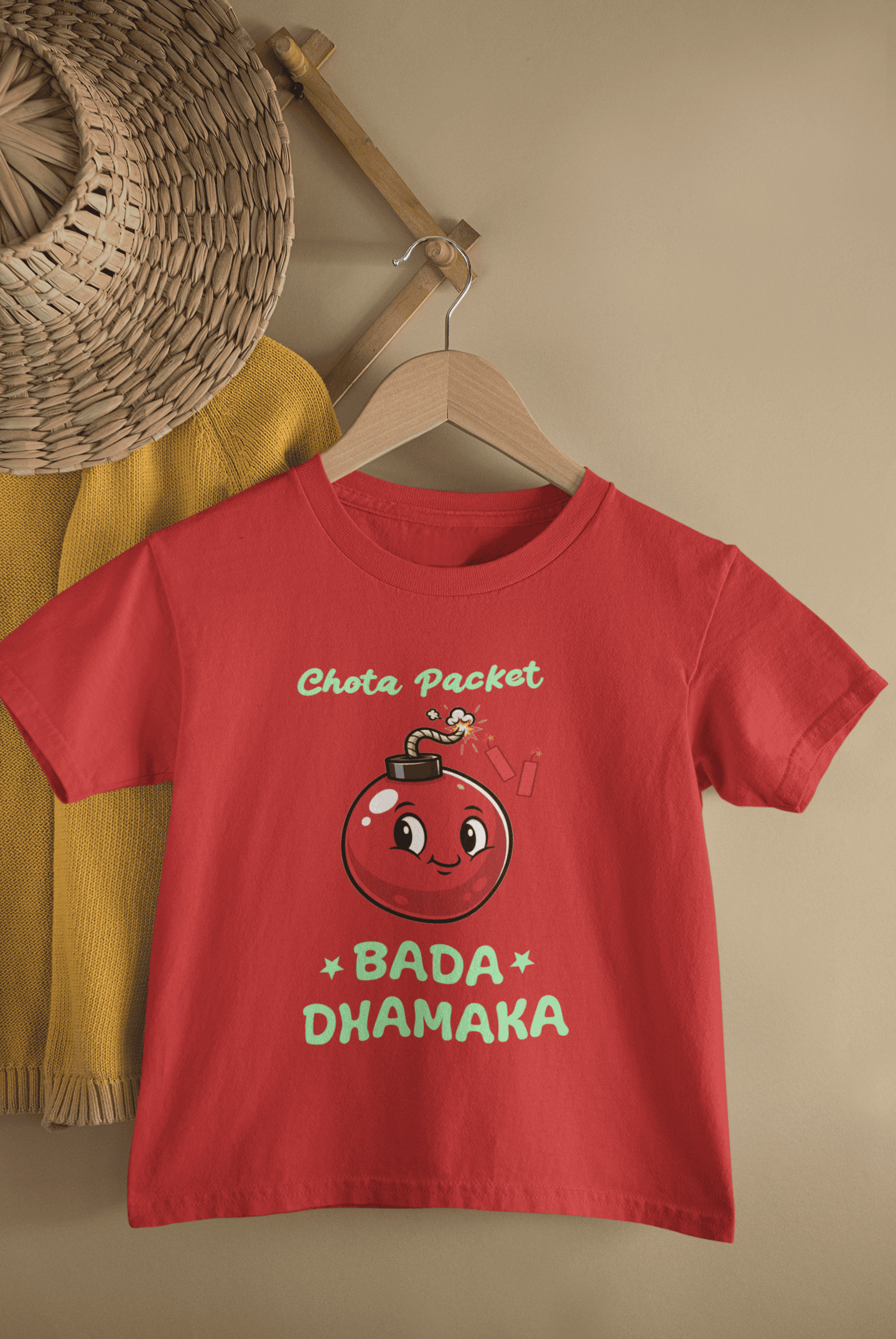 Chota Packet Bada Dhamaka Diwali Half Sleeves T-Shirt for Boys -FunkyTeesClub