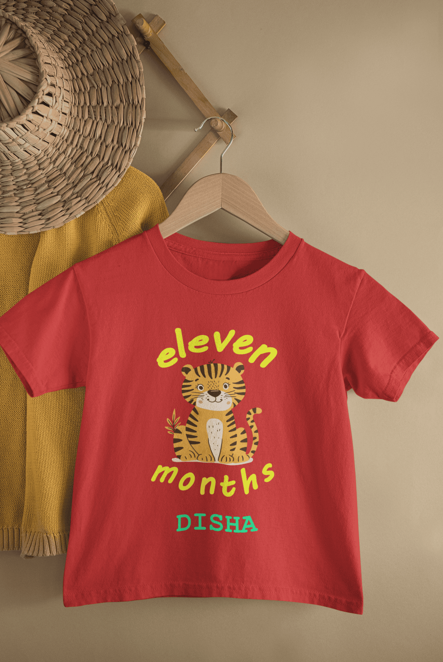 Custom Name Eleven Month Birthday Half Sleeves T-Shirt For Girls -FunkyTeesClub