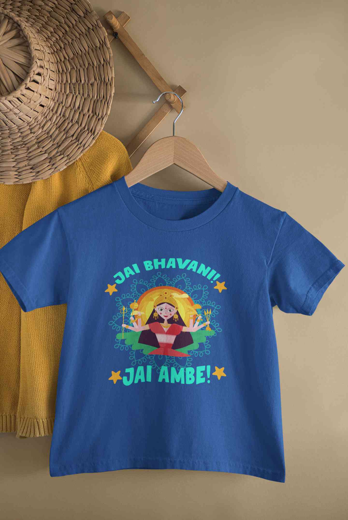 Jai Bhavani Jai Ambe Navratri Half Sleeves T-Shirt For Girls -FunkyTeesClub