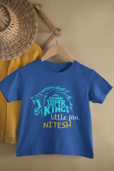 Custom Name IPL CSK Chennai Super Kings Little Fan Half Sleeves T-Shirt for Boy-FunkyTeesClub