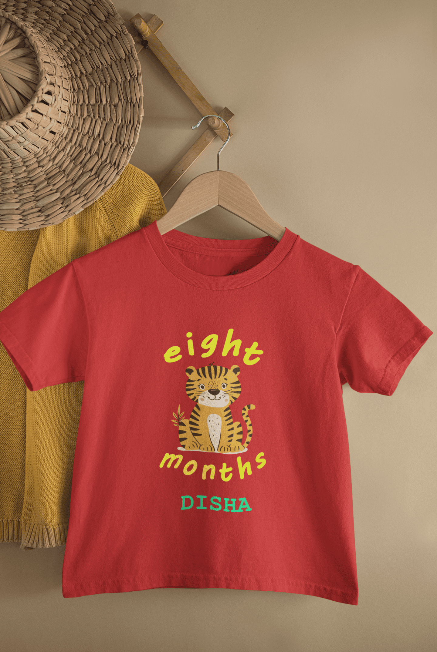Custom Name Eight Month Birthday Half Sleeves T-Shirt For Girls -FunkyTeesClub