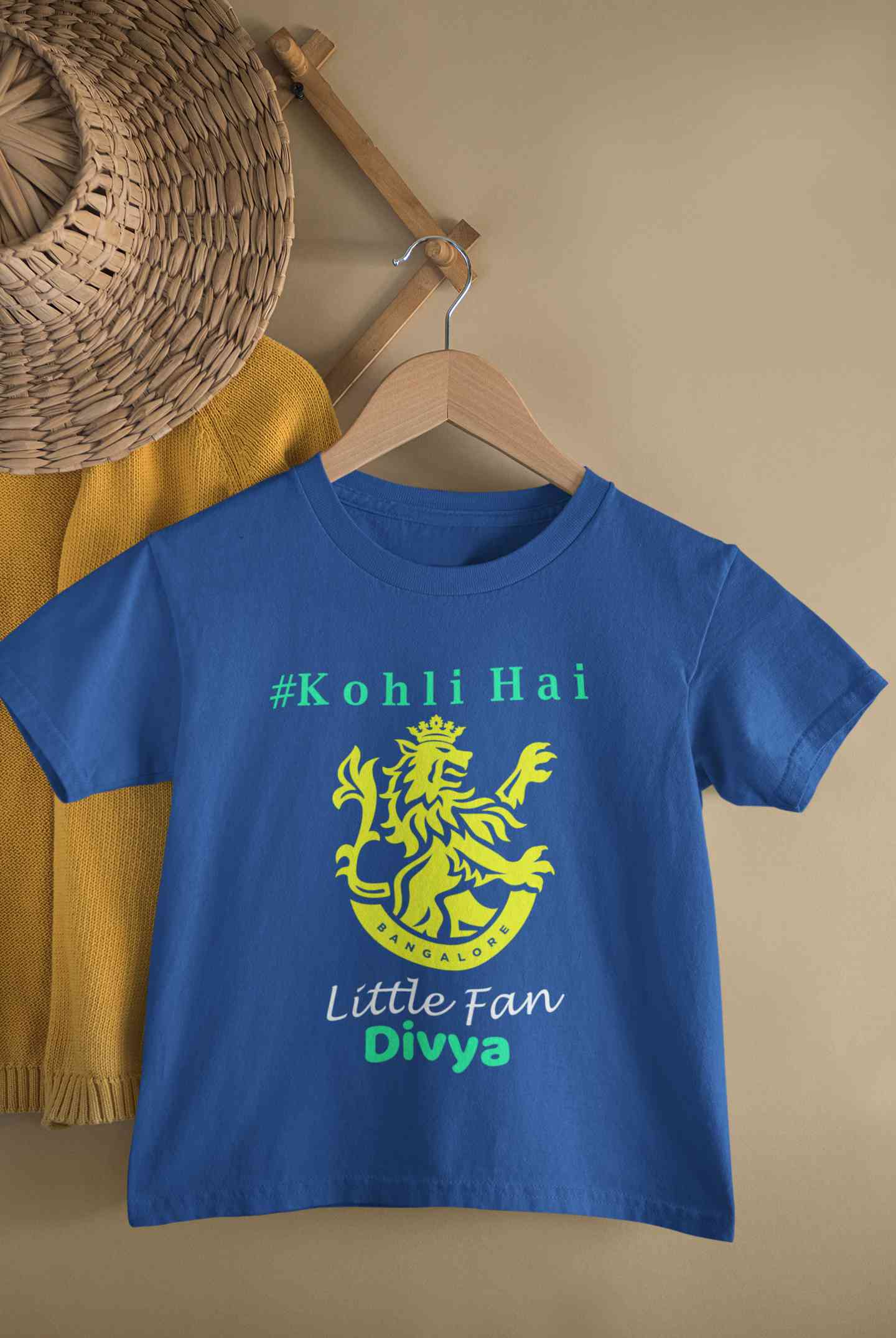 Custom Name IPL RCB Royal Challengers Bangalore Kohli Hai Half Sleeves T-Shirt For Girls -FunkyTeesClub