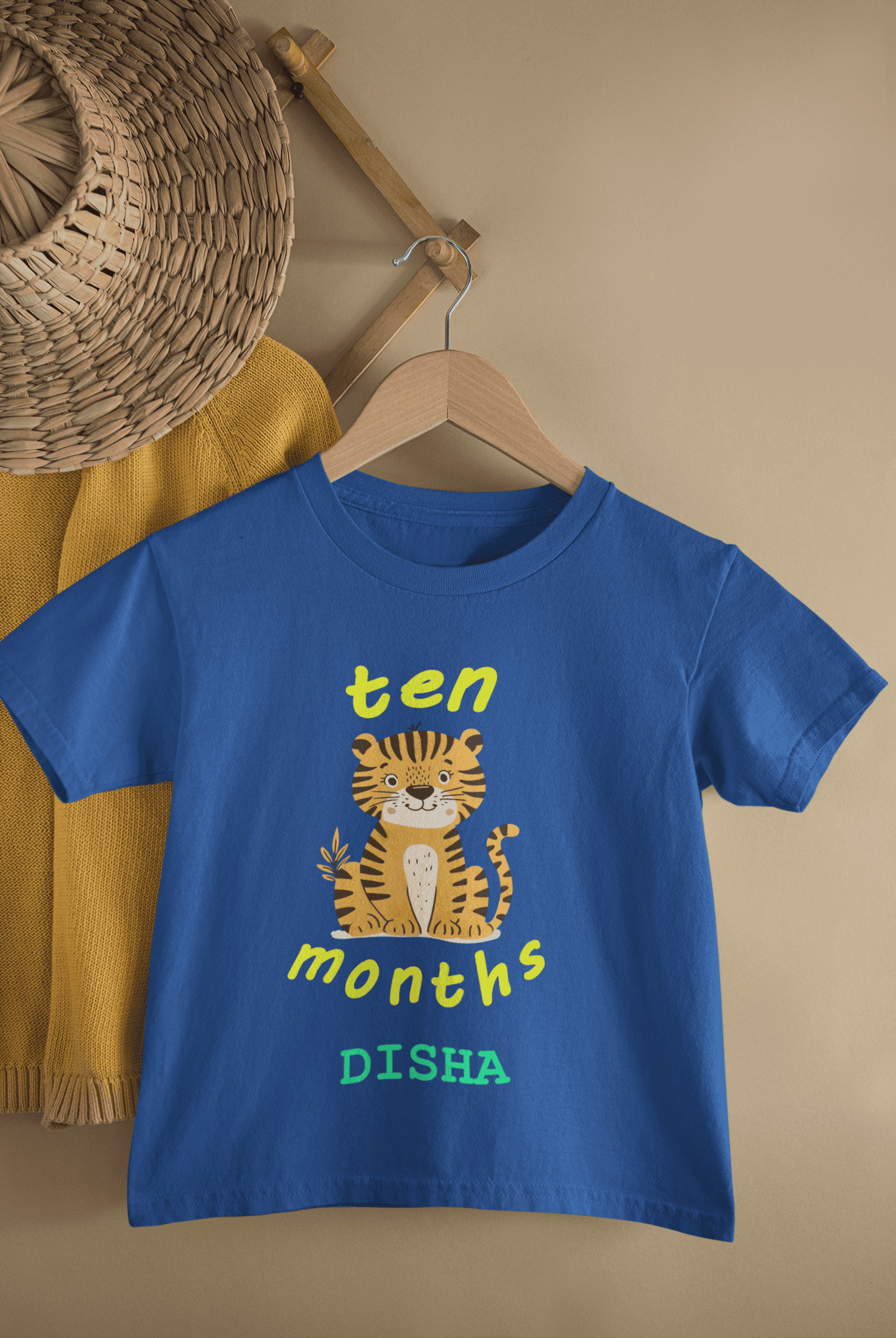 Custom Name Ten Month Birthday Half Sleeves T-Shirt For Girls -FunkyTeesClub