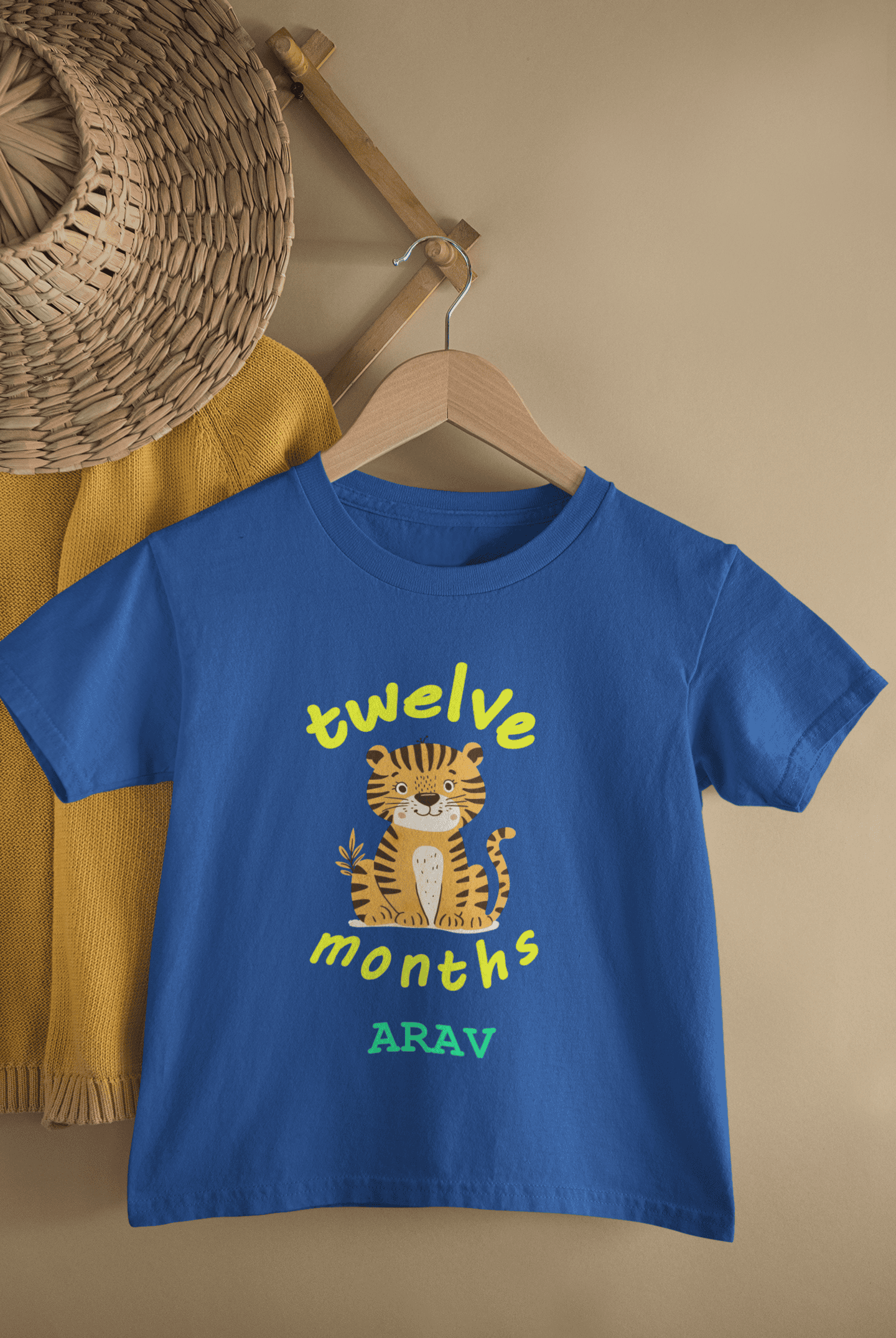 Custom Name Twelve Months Birthday Half Sleeves T-Shirt for Boys -FunkyTeesClub