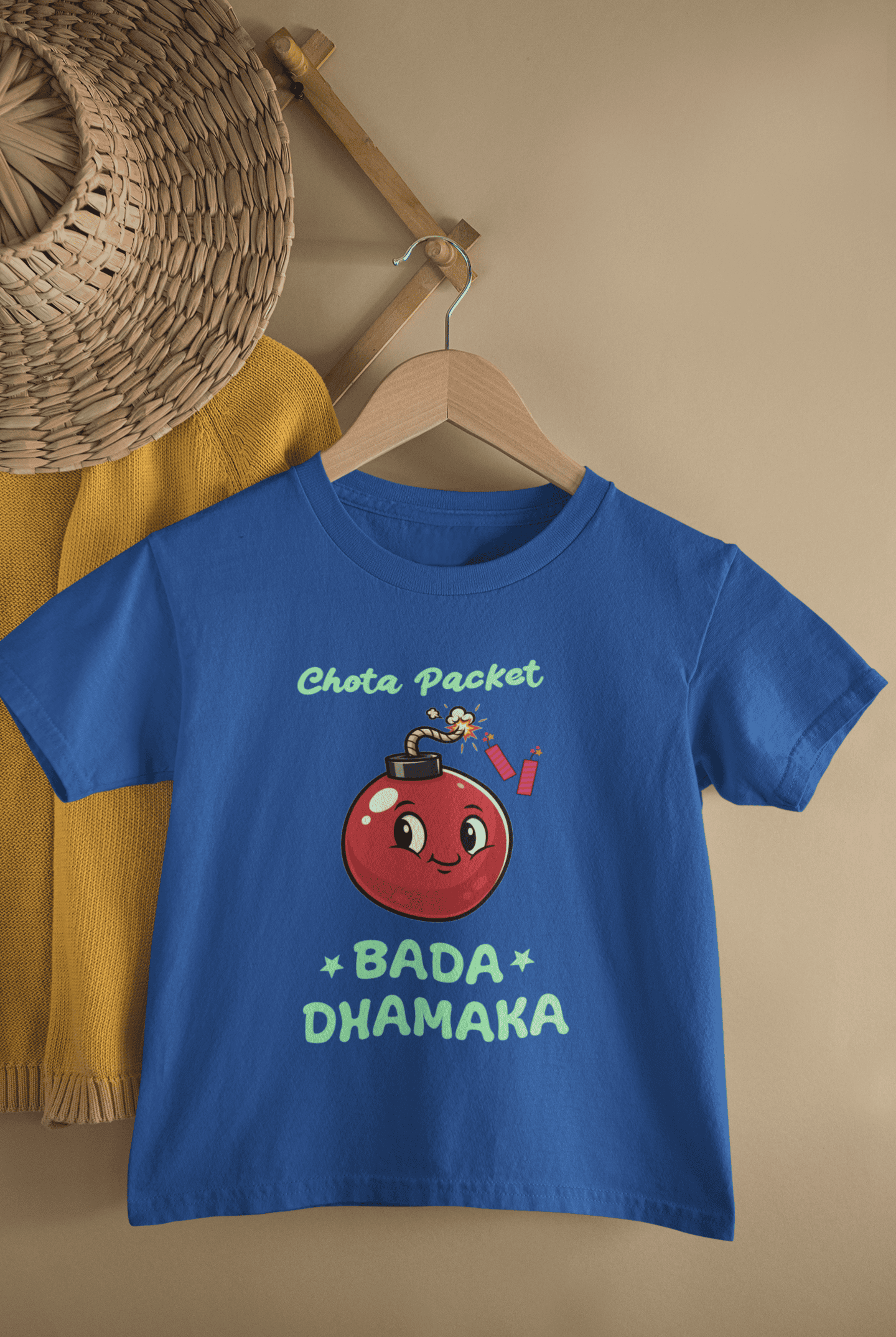 Chota Packet Bada Dhamaka Diwali Half Sleeves T-Shirt for Boys -FunkyTeesClub