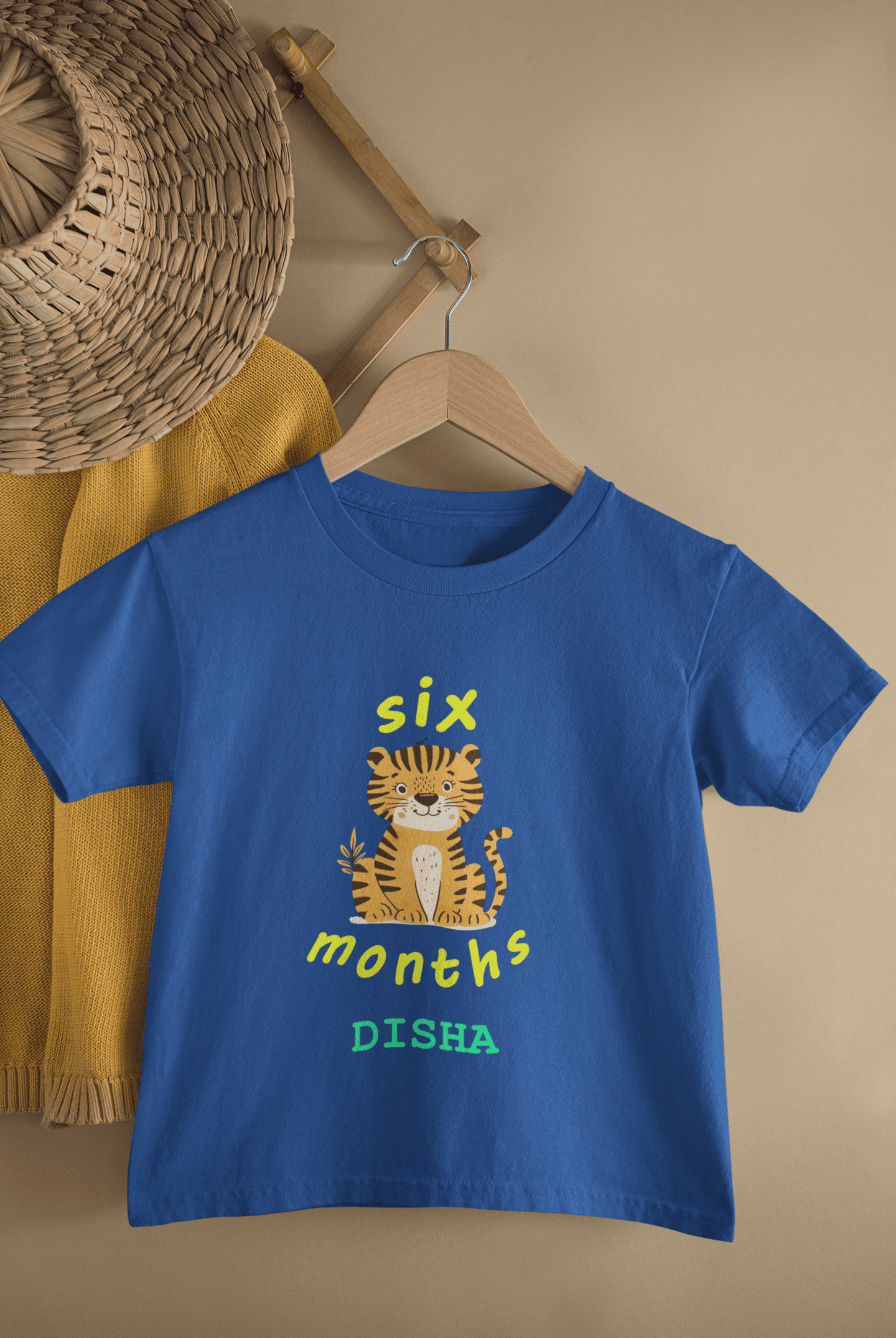 Custom Name Six Month Birthday Half Sleeves T-Shirt For Girls -FunkyTeesClub