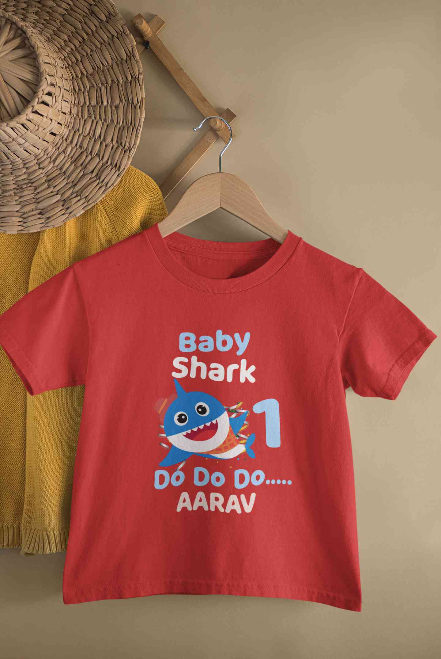 Custom Name Baby Shark Do Do Do First Birthday Half Sleeves T-Shirt for Boy-FunkyTeesClub