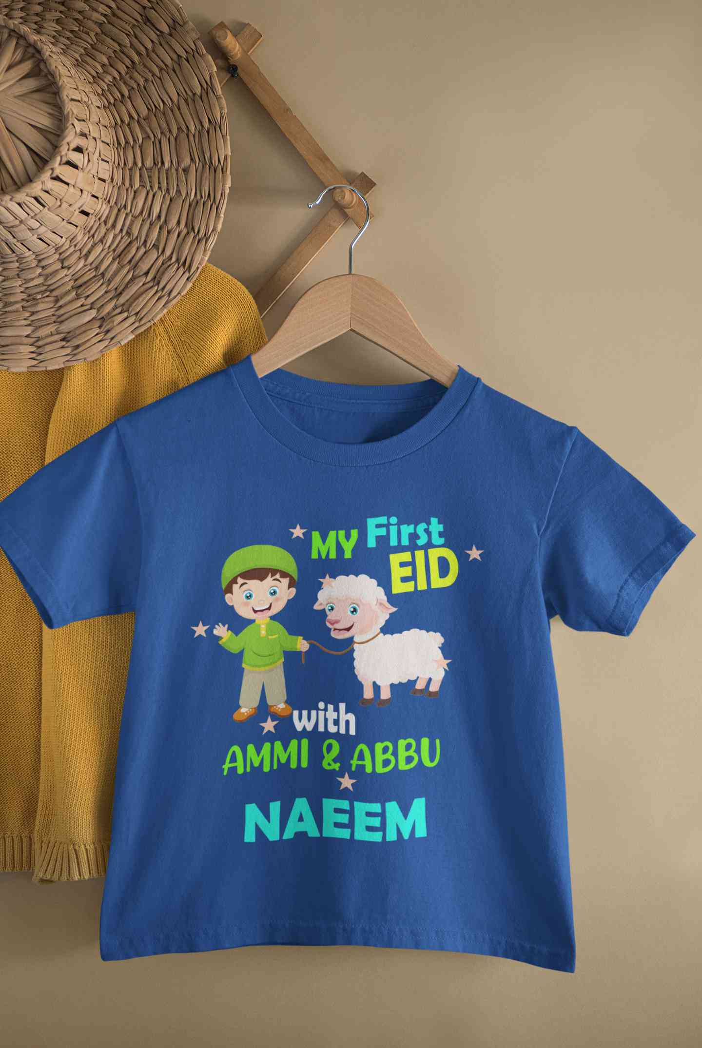 Custom Name My First Eid With Ammi And Abbu Half Sleeves T-Shirt for Boy-FunkyTeesClub