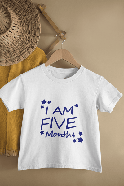 I Am Five Months Half Sleeves T-Shirt for Boys -FunkyTeesClub