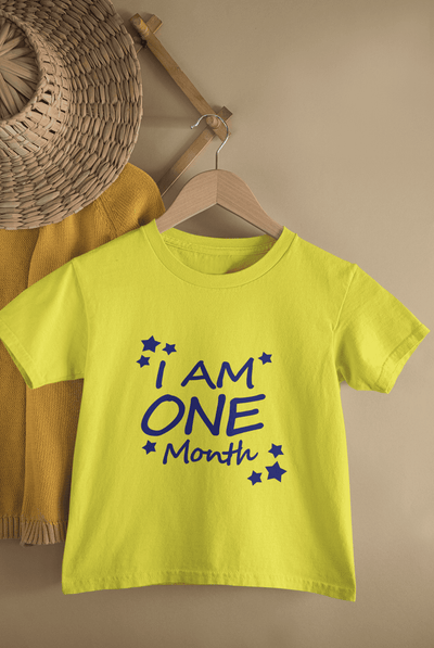 I Am One Month Half Sleeves T-Shirt For Girls -FunkyTeesClub
