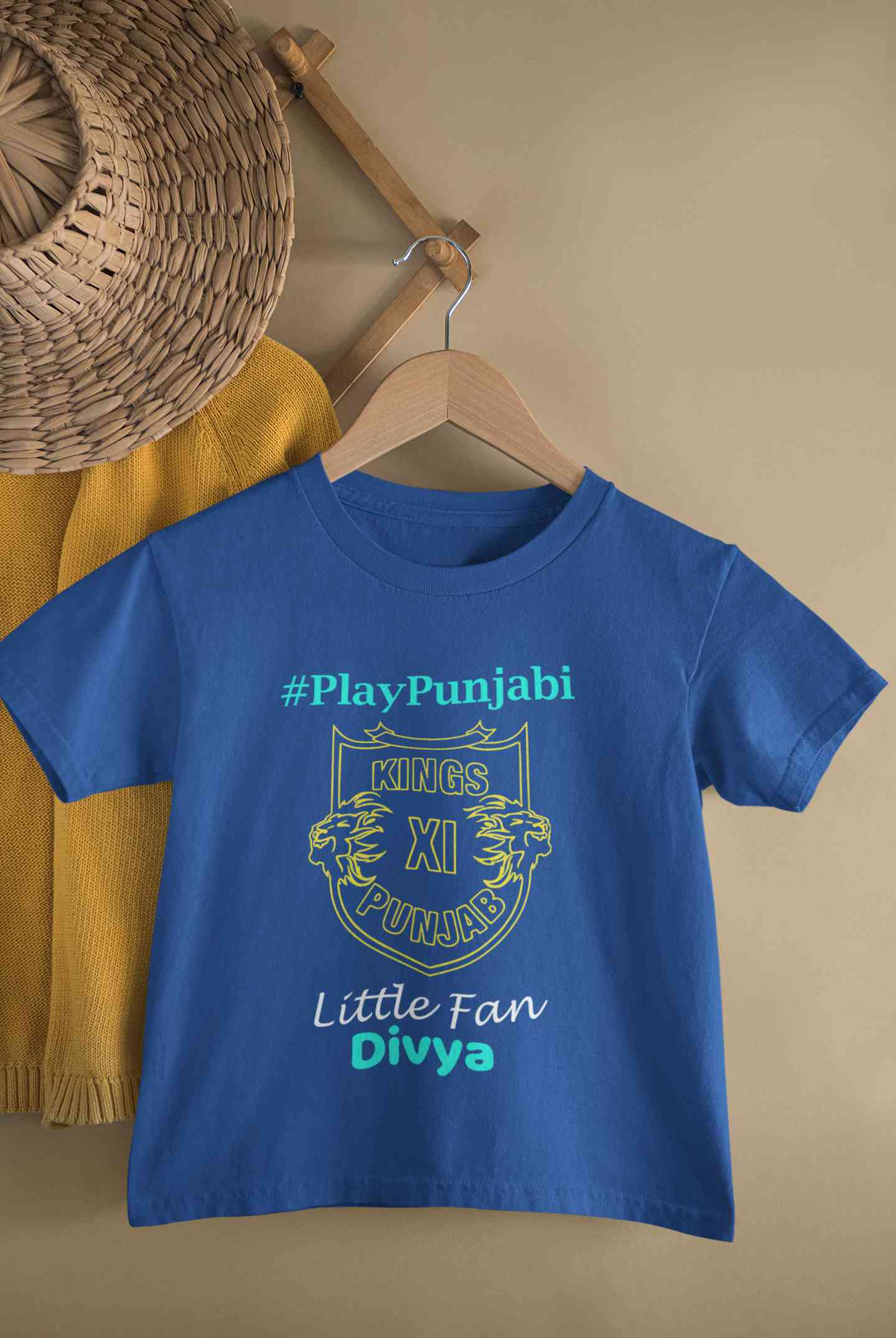 Custom Name IPL PBKS Punjab Kings PlayPunjabi Kings Eleven Punjab Half Sleeves T-Shirt For Girls -FunkyTeesClub