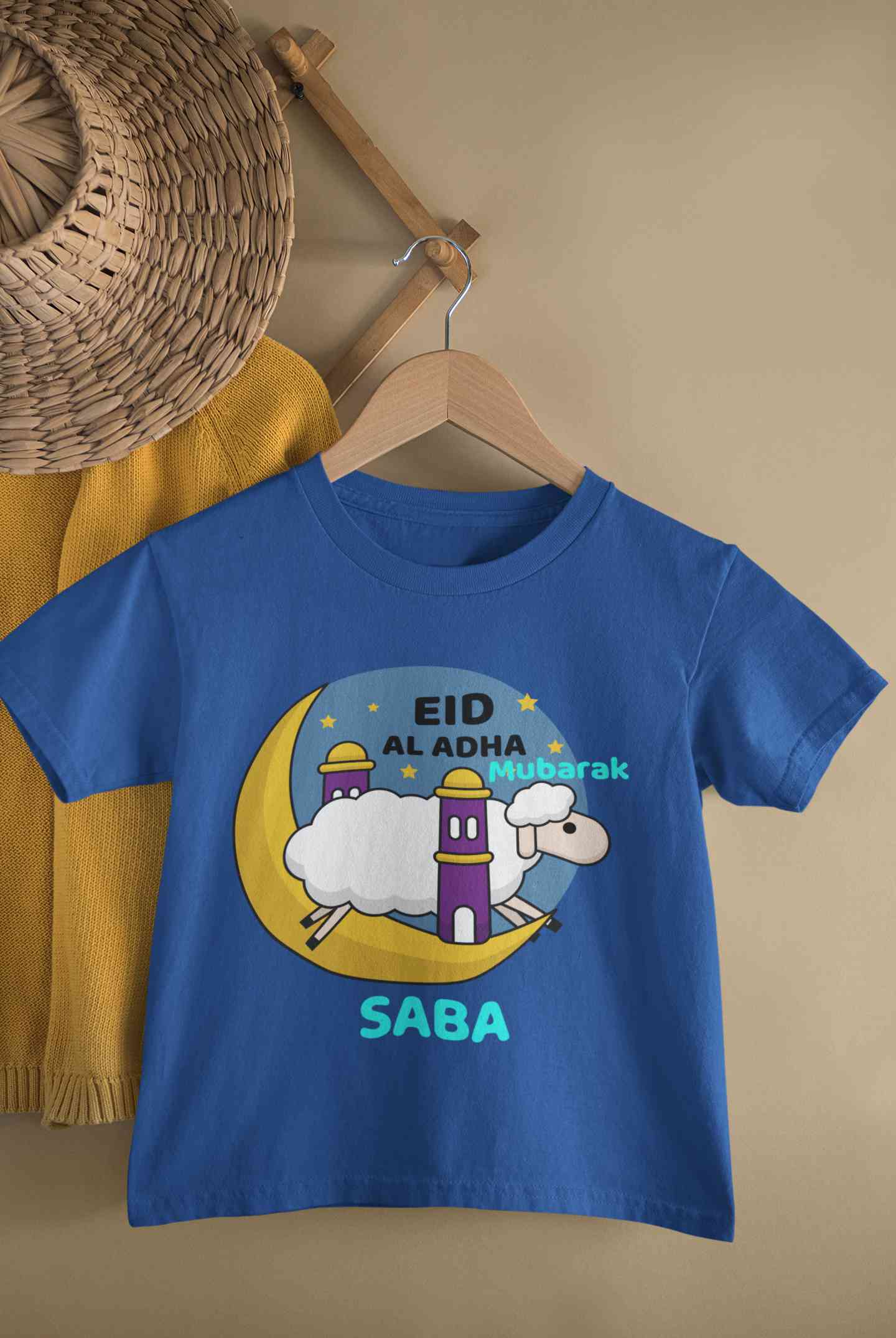 Custom Name Eid Al Adha Bakra Eid Mubarak Half Sleeves T-Shirt For Girls -FunkyTeesClub