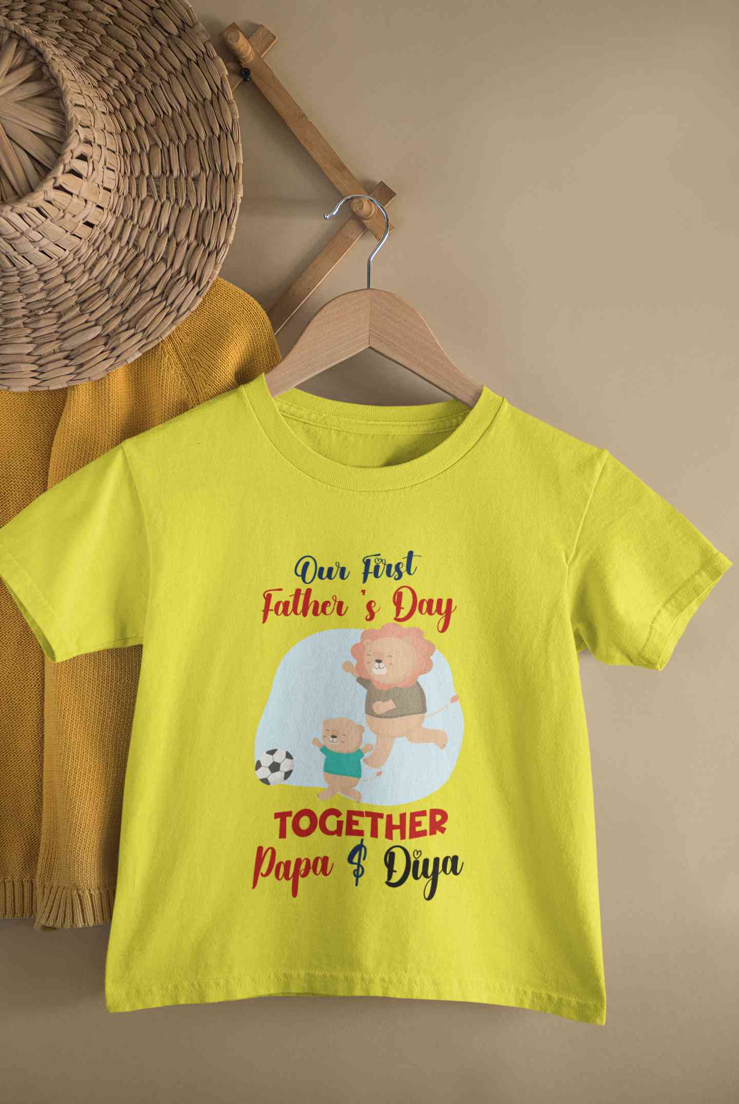 Custom Name Our First Father Day Half Sleeves T-Shirt For Girls -FunkyTeesClub