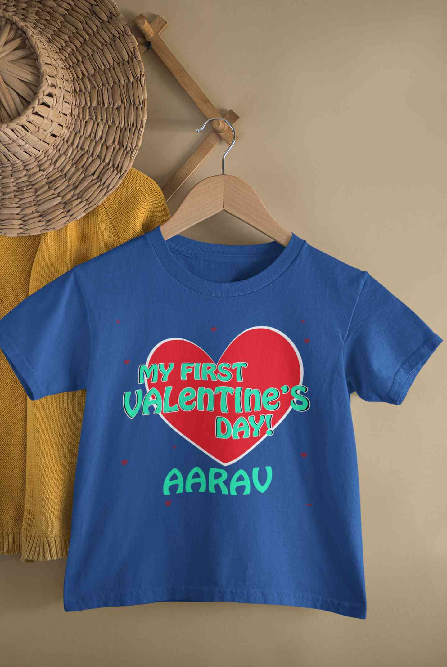 Custom Name 1st Valentine Half Sleeves T-Shirt for Boy-FunkyTeesClub