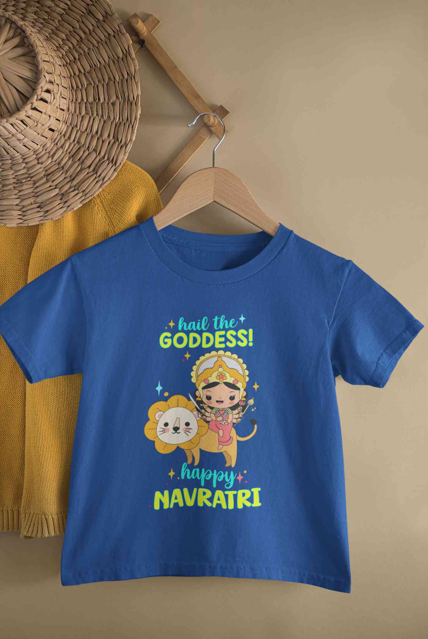 Happy Navratri Half Sleeves T-Shirt For Girls -FunkyTeesClub