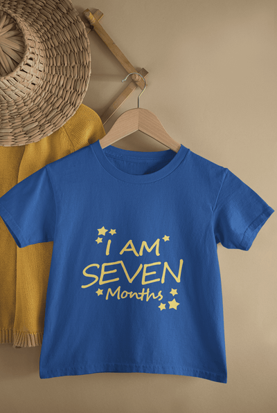 I Am Seven Months Half Sleeves T-Shirt For Girls -FunkyTeesClub