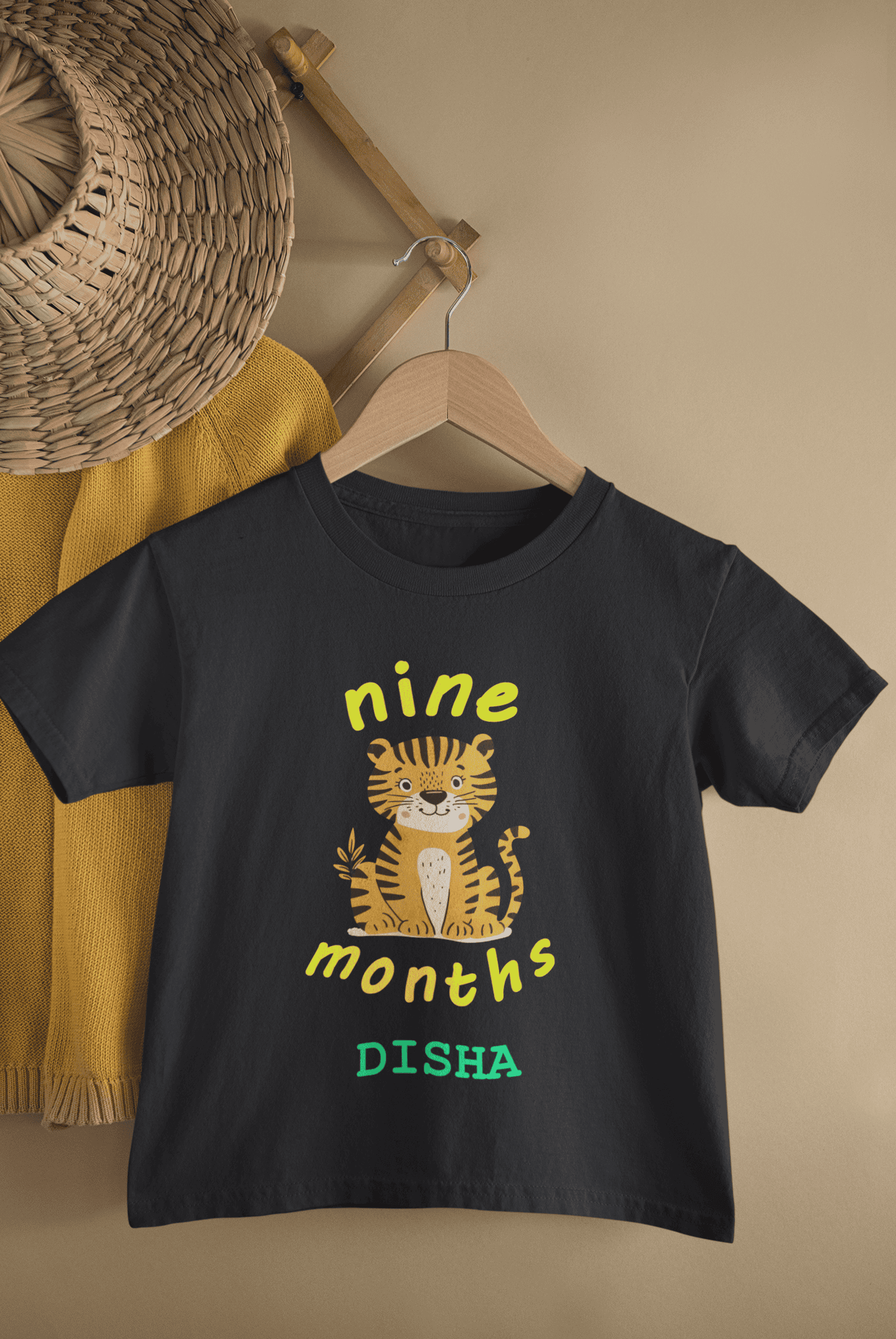 Custom Name Nine Month Birthday Half Sleeves T-Shirt For Girls -FunkyTeesClub