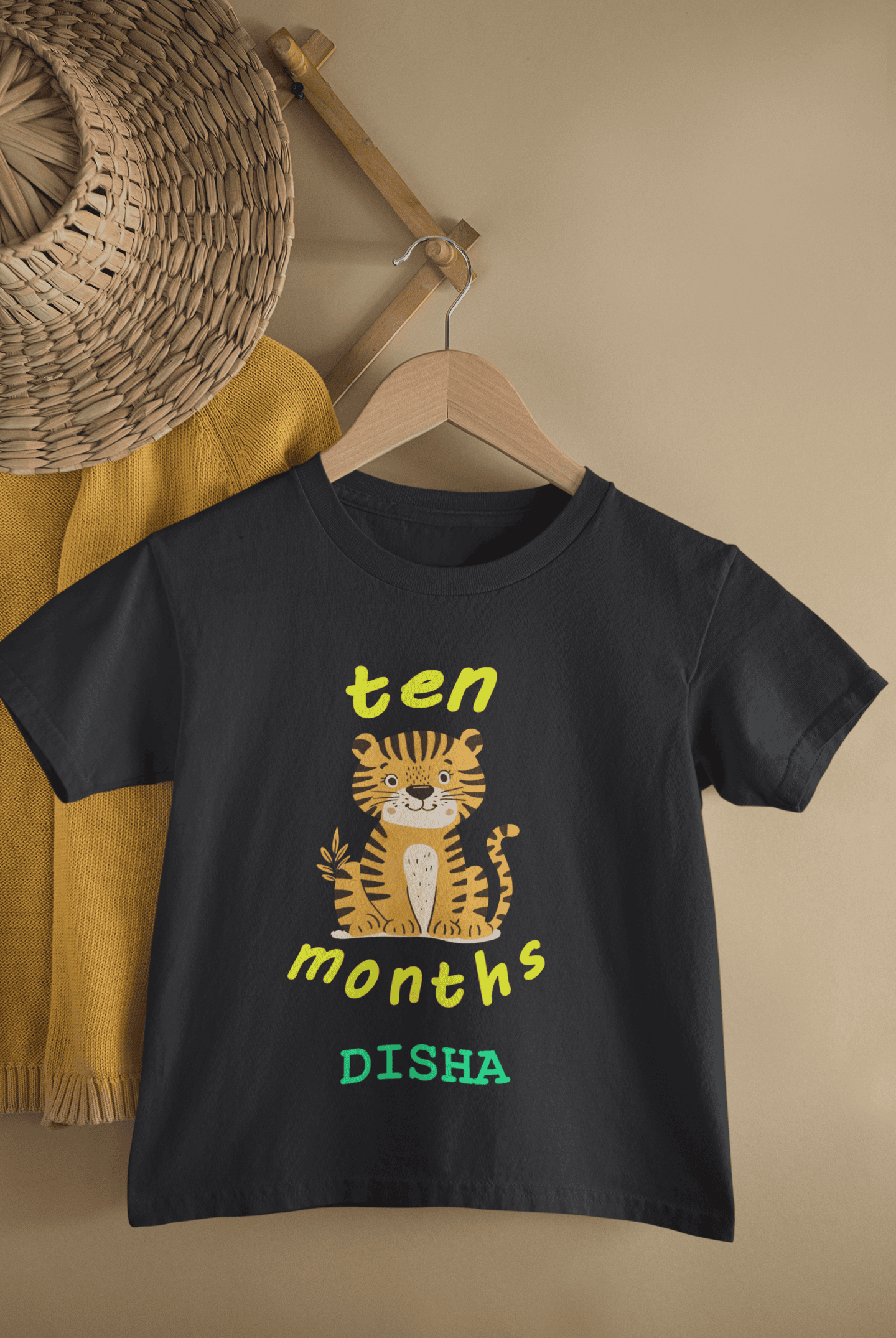Custom Name Ten Month Birthday Half Sleeves T-Shirt For Girls -FunkyTeesClub