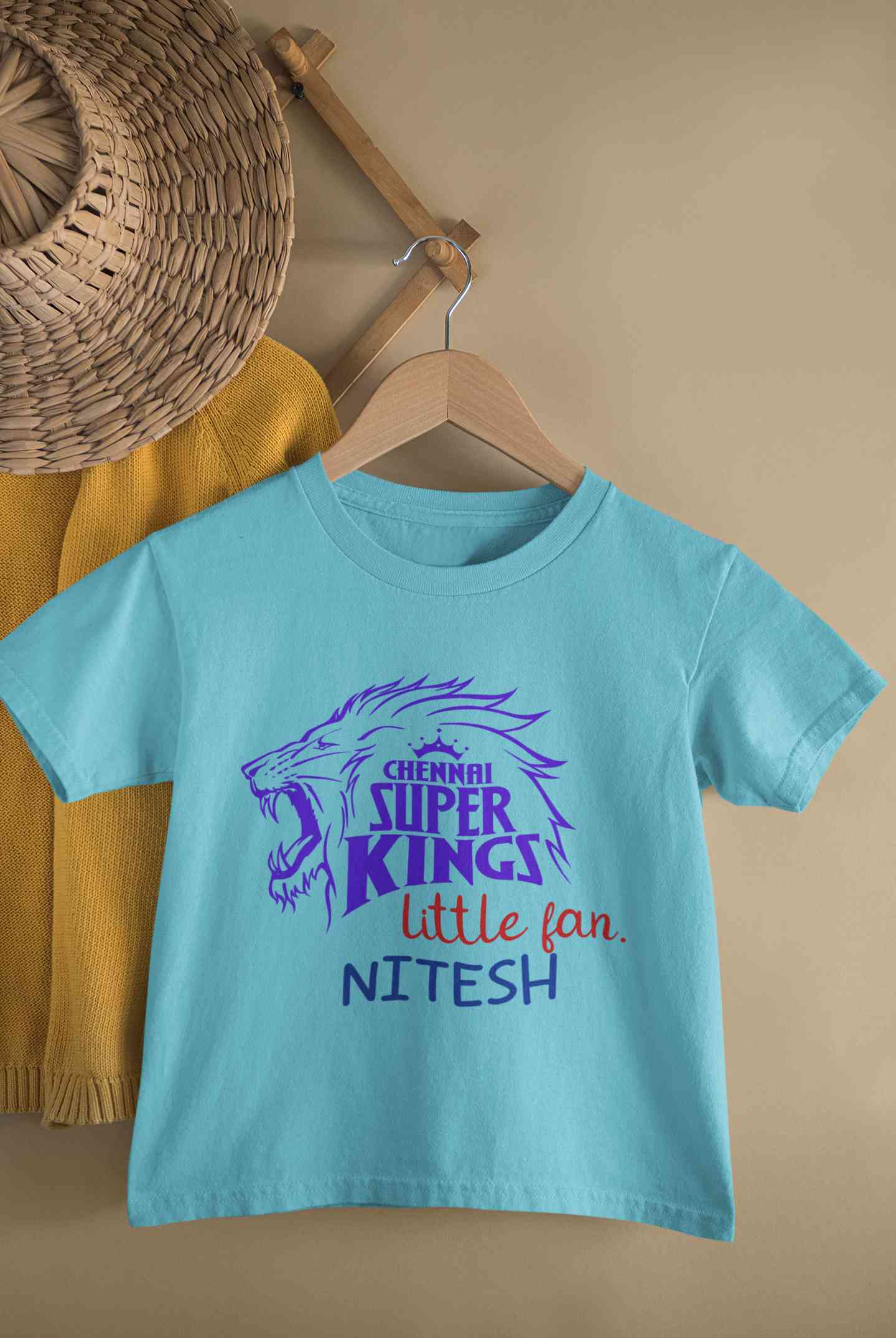 Custom Name IPL CSK Chennai Super Kings Little Fan Half Sleeves T-Shirt for Boy-FunkyTeesClub