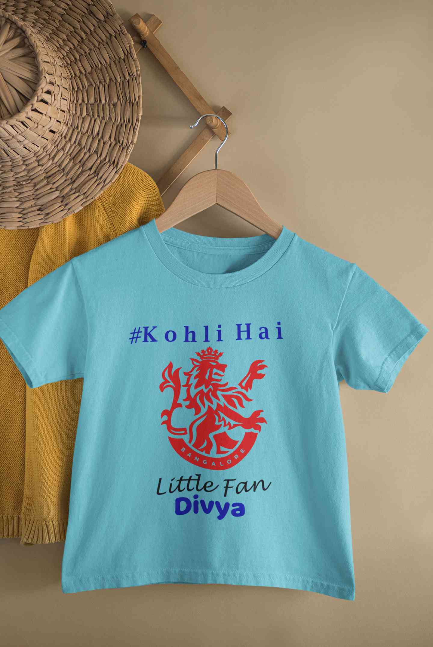Custom Name IPL RCB Royal Challengers Bangalore Kohli Hai Half Sleeves T-Shirt For Girls -FunkyTeesClub
