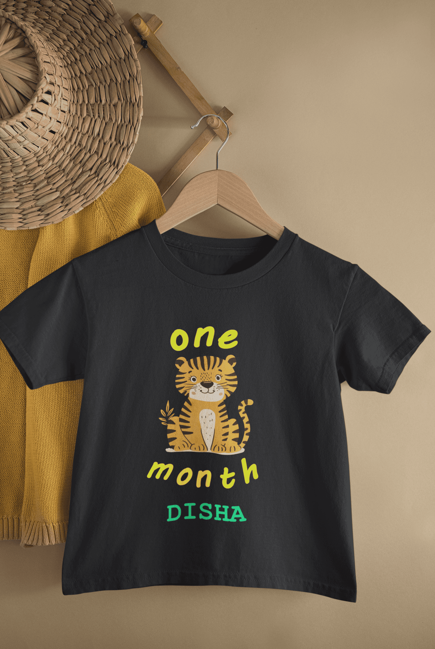 Custom Name One Month Birthday Half Sleeves T-Shirt For Girls -FunkyTeesClub