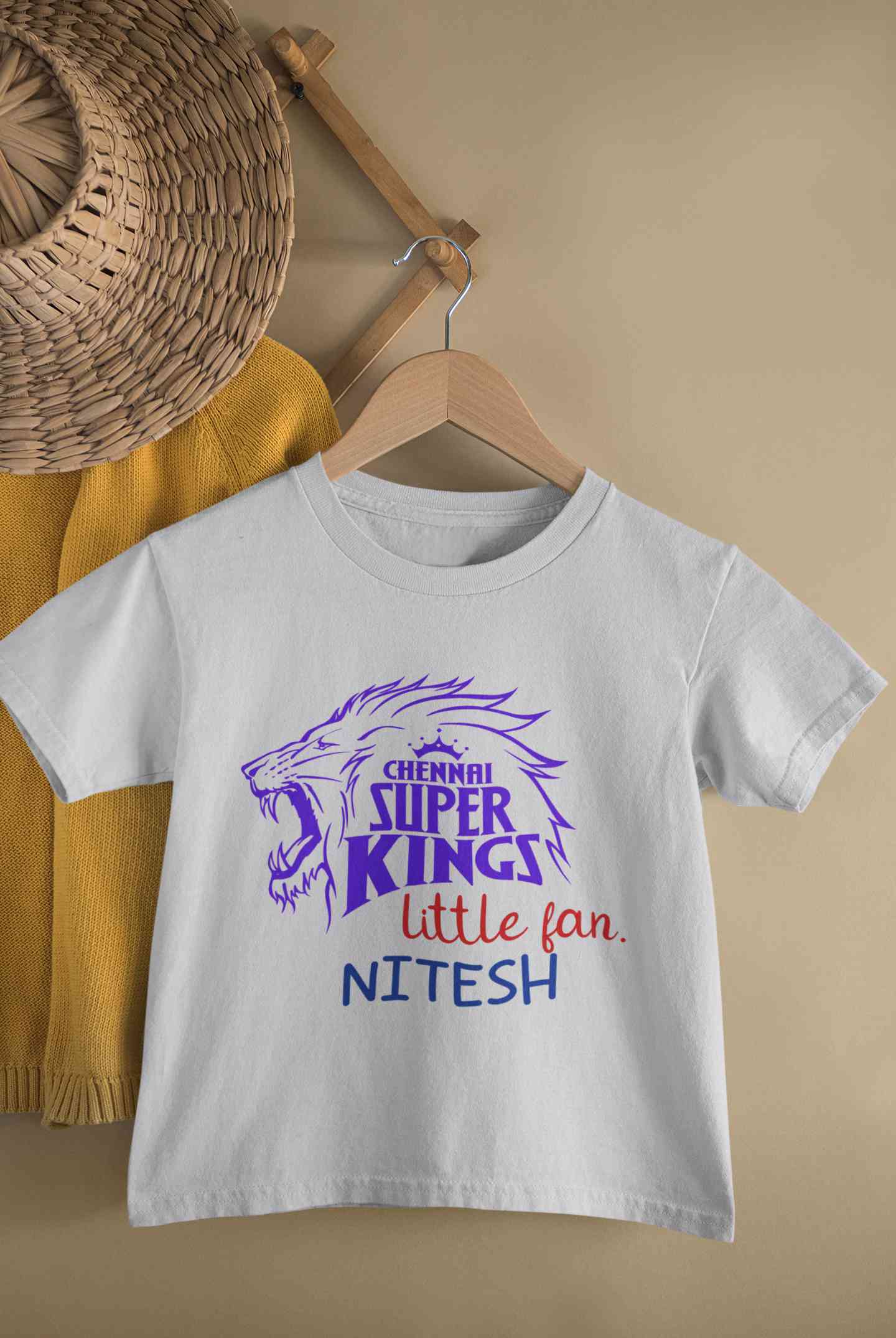 Custom Name IPL CSK Chennai Super Kings Little Fan Half Sleeves T-Shirt for Boy-FunkyTeesClub