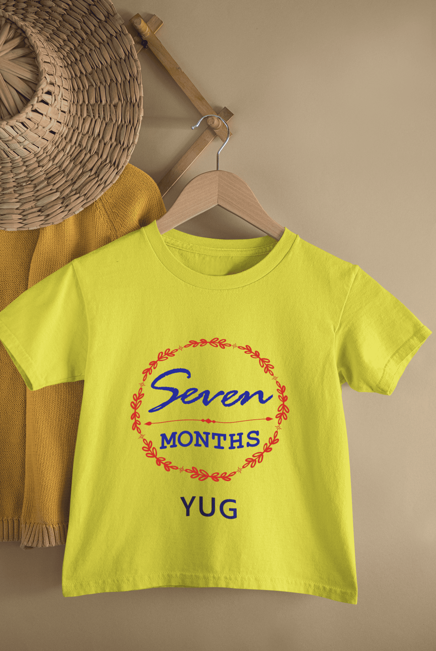 Custom Name Seven Month Birthday Half Sleeves T-Shirt for Boys -FunkyTeesClub