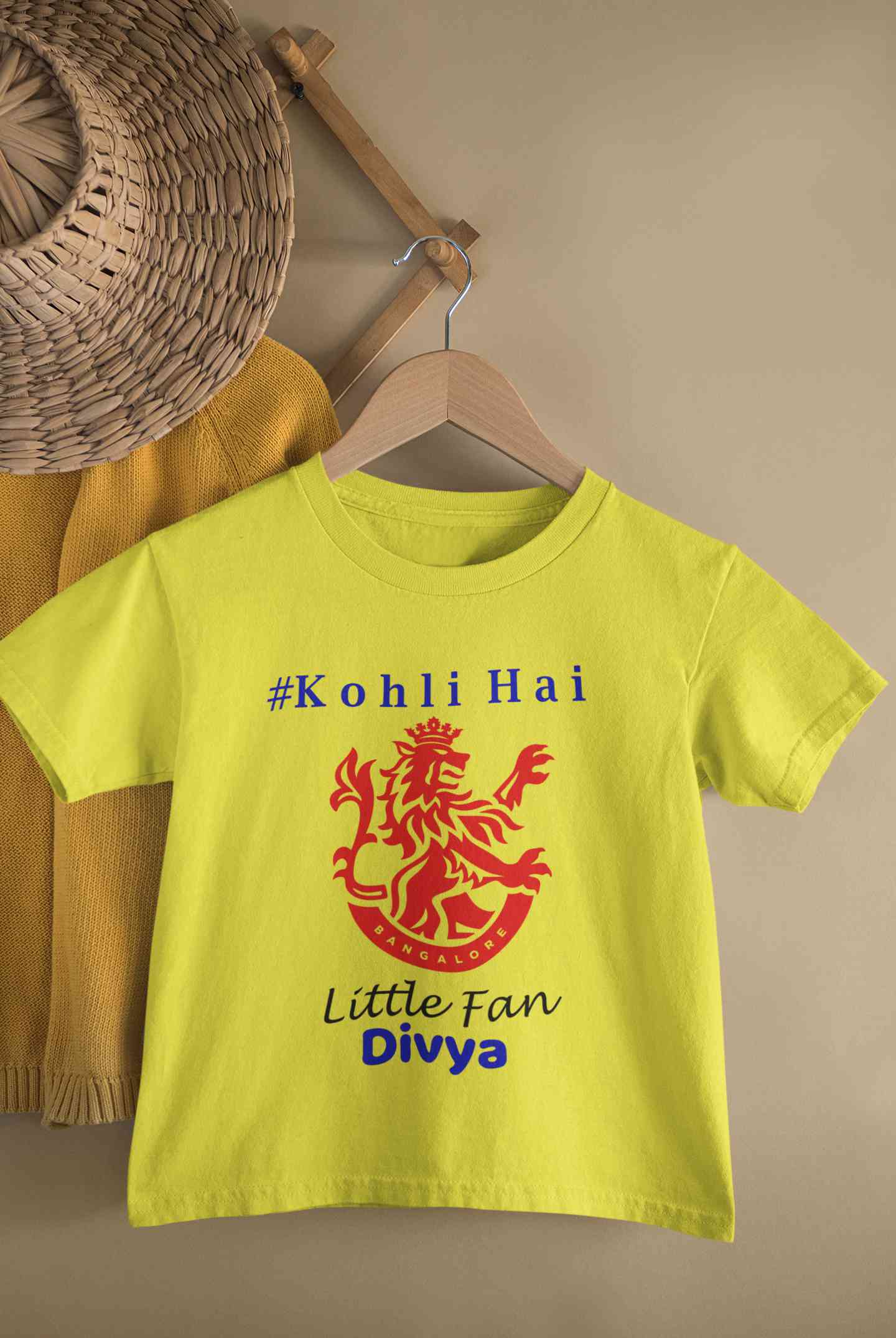 Custom Name IPL RCB Royal Challengers Bangalore Kohli Hai Half Sleeves T-Shirt For Girls -FunkyTeesClub