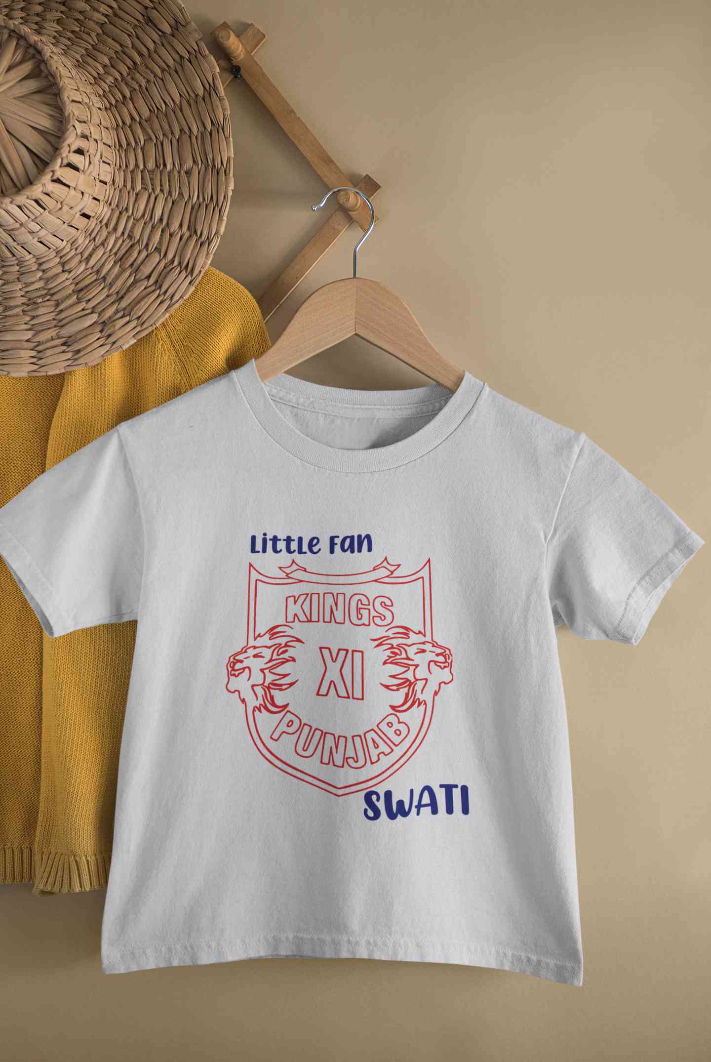 Custom Name IPL PBKS Punjab Super Kings Little Fan Half Sleeves T-Shirt For Girls -FunkyTeesClub