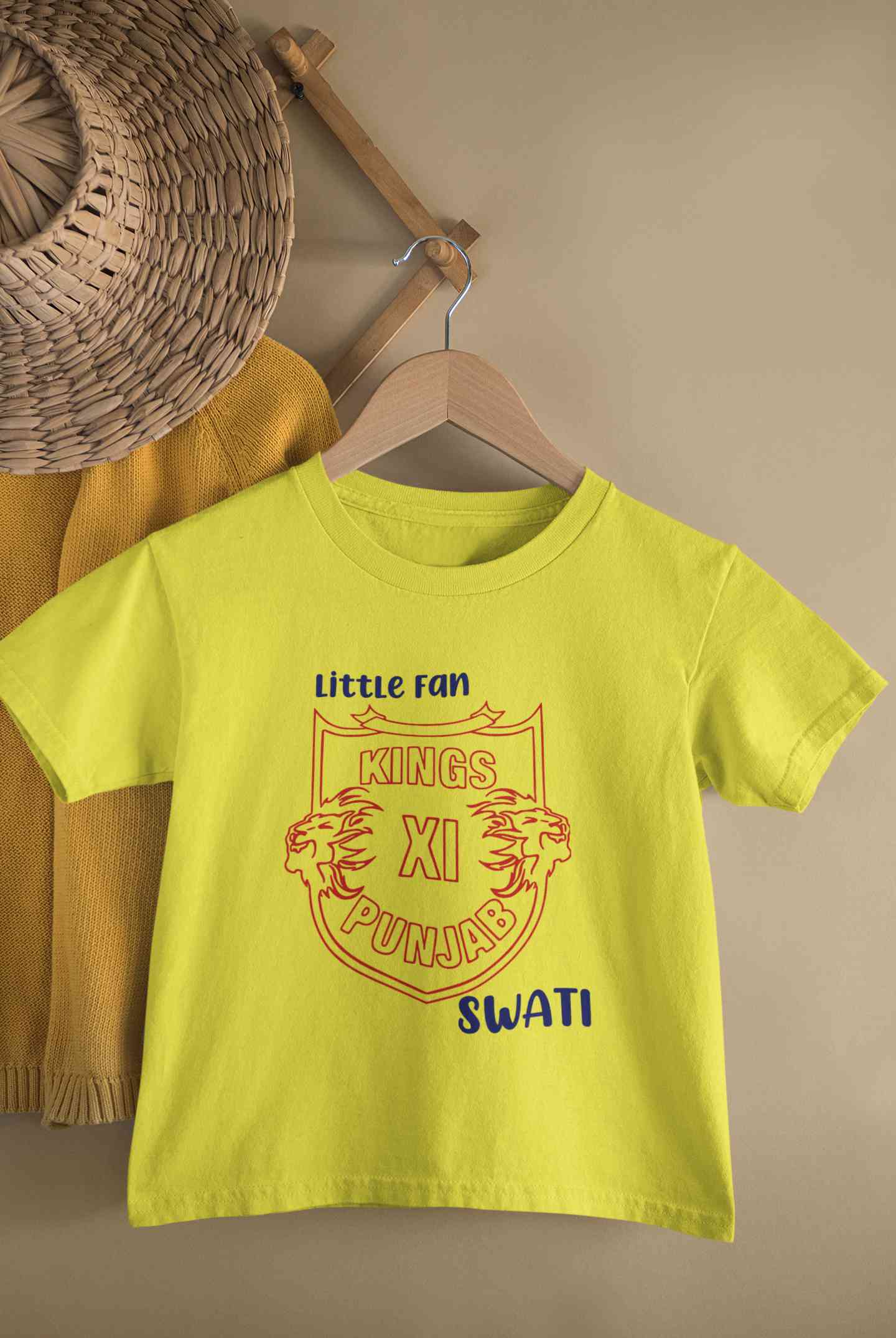 Custom Name IPL PBKS Punjab Super Kings Little Fan Half Sleeves T-Shirt For Girls -FunkyTeesClub