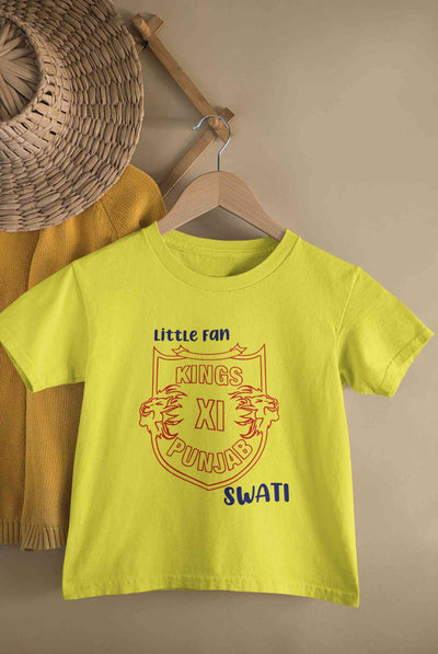 Custom Name IPL PBKS Punjab Super Kings Little Fan Half Sleeves T-Shirt For Girls -FunkyTeesClub