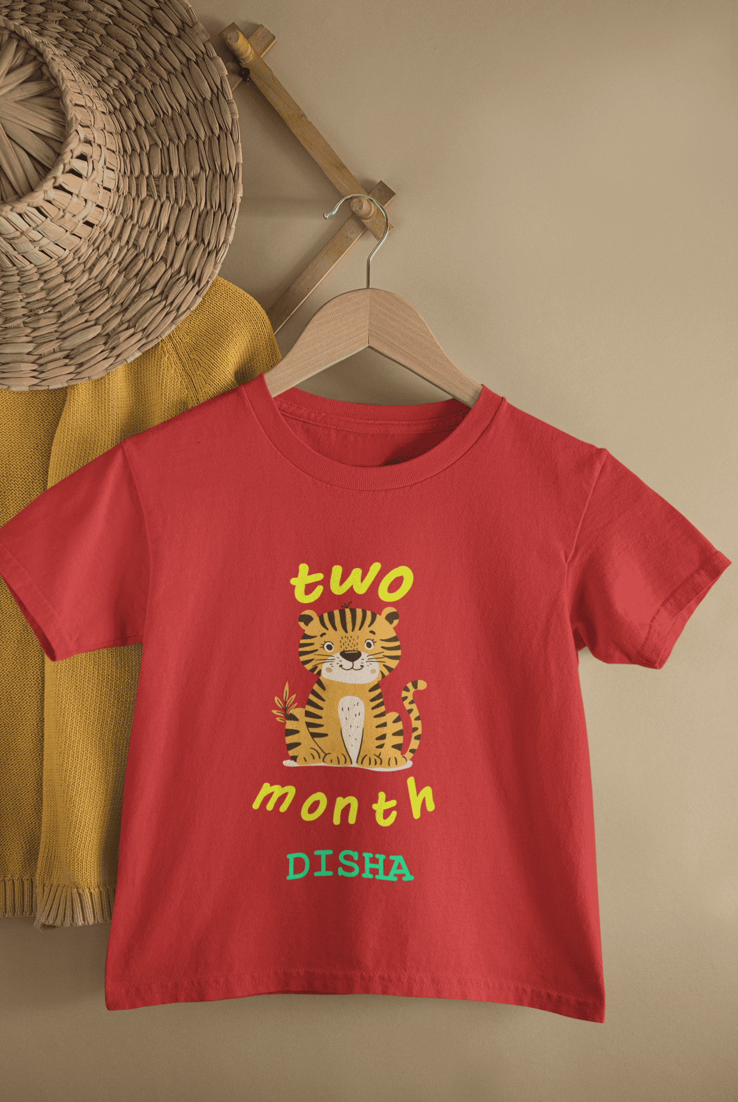 Custom Name Two Month Birthday Half Sleeves T-Shirt For Girls -FunkyTeesClub