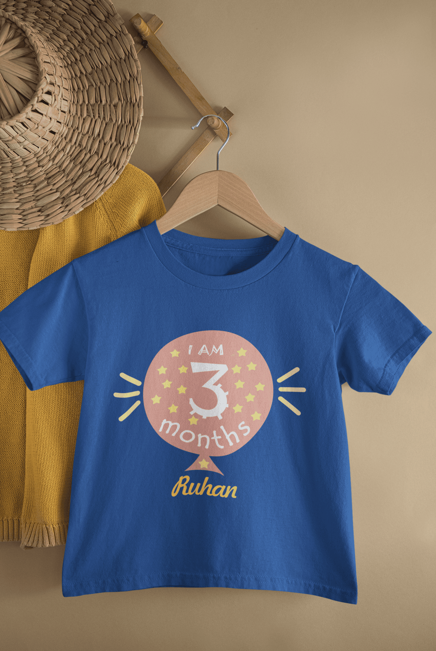 Custom Name I Am Three Months Half Sleeves T-Shirt for Boys -FunkyTeesClub