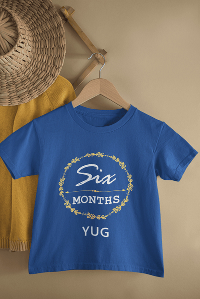 Custom Name Six Month Birthday Half Sleeves T-Shirt for Boys -FunkyTeesClub