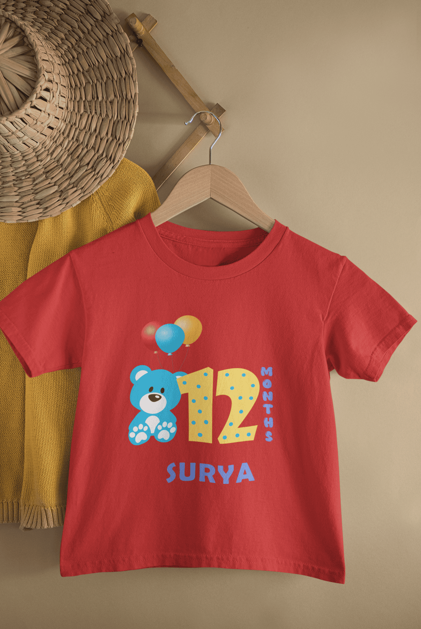 Custom Name Twelve Month Birthday Half Sleeves T-Shirt for Boys -FunkyTeesClub