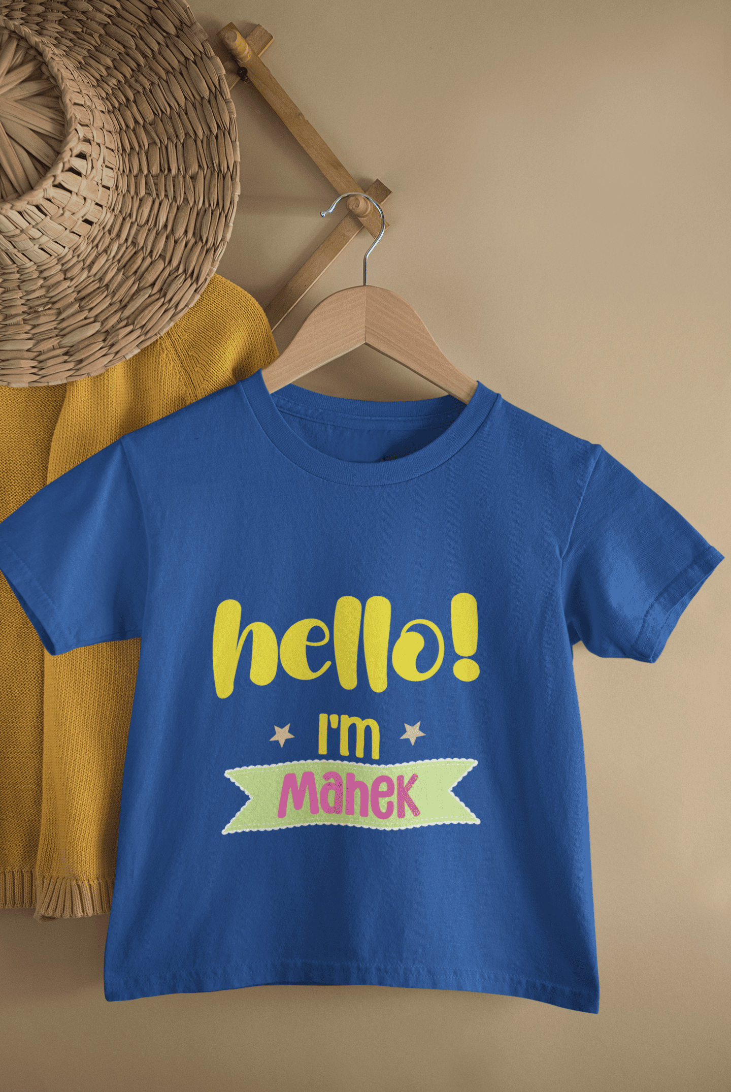 Custom Name Hello New Born Half Sleeves T-Shirt For Girls -FunkyTeesClub