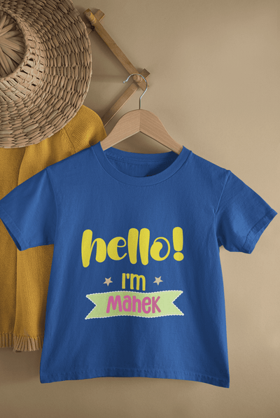 Custom Name Hello New Born Half Sleeves T-Shirt For Girls -FunkyTeesClub