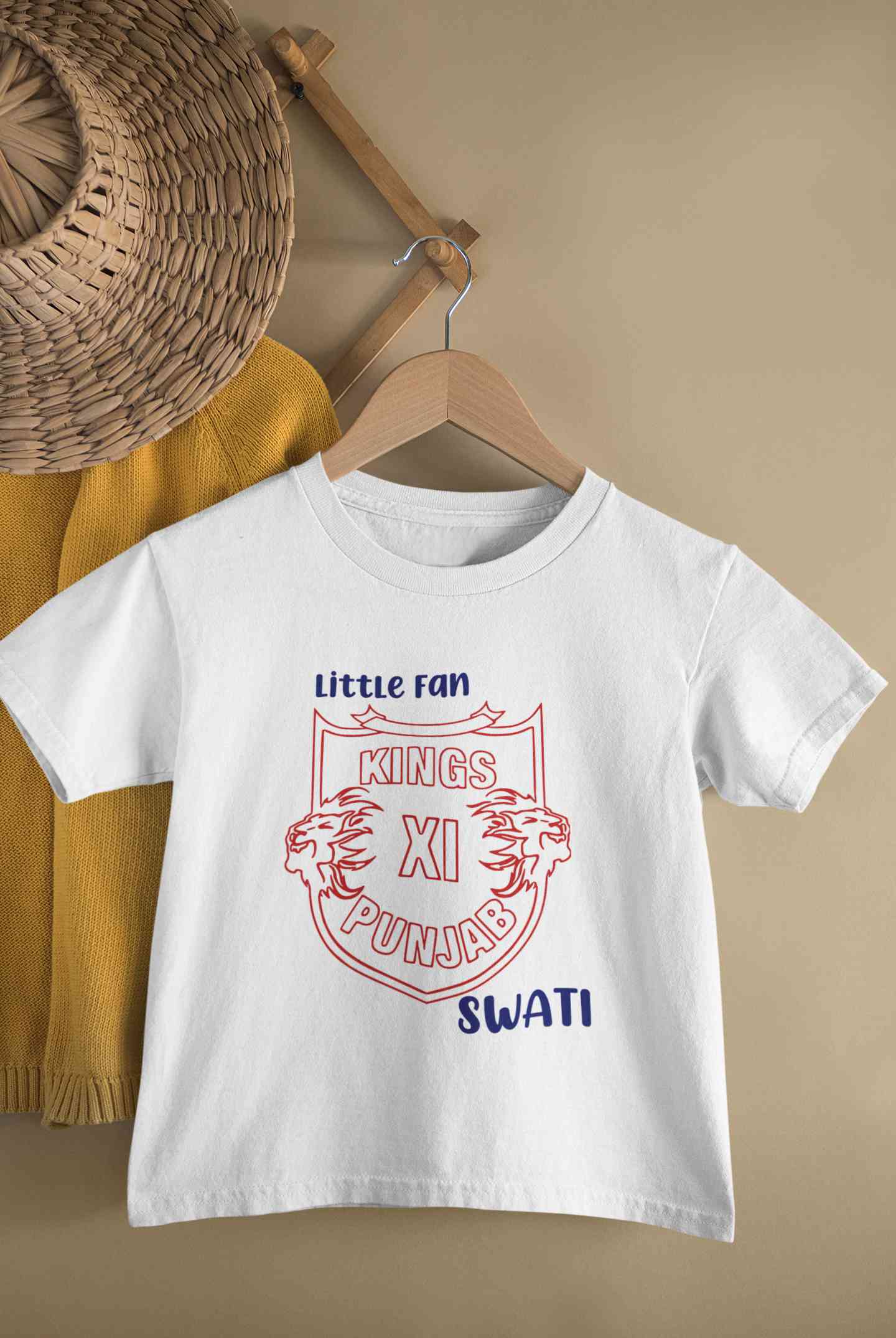 Custom Name IPL PBKS Punjab Super Kings Little Fan Half Sleeves T-Shirt For Girls -FunkyTeesClub