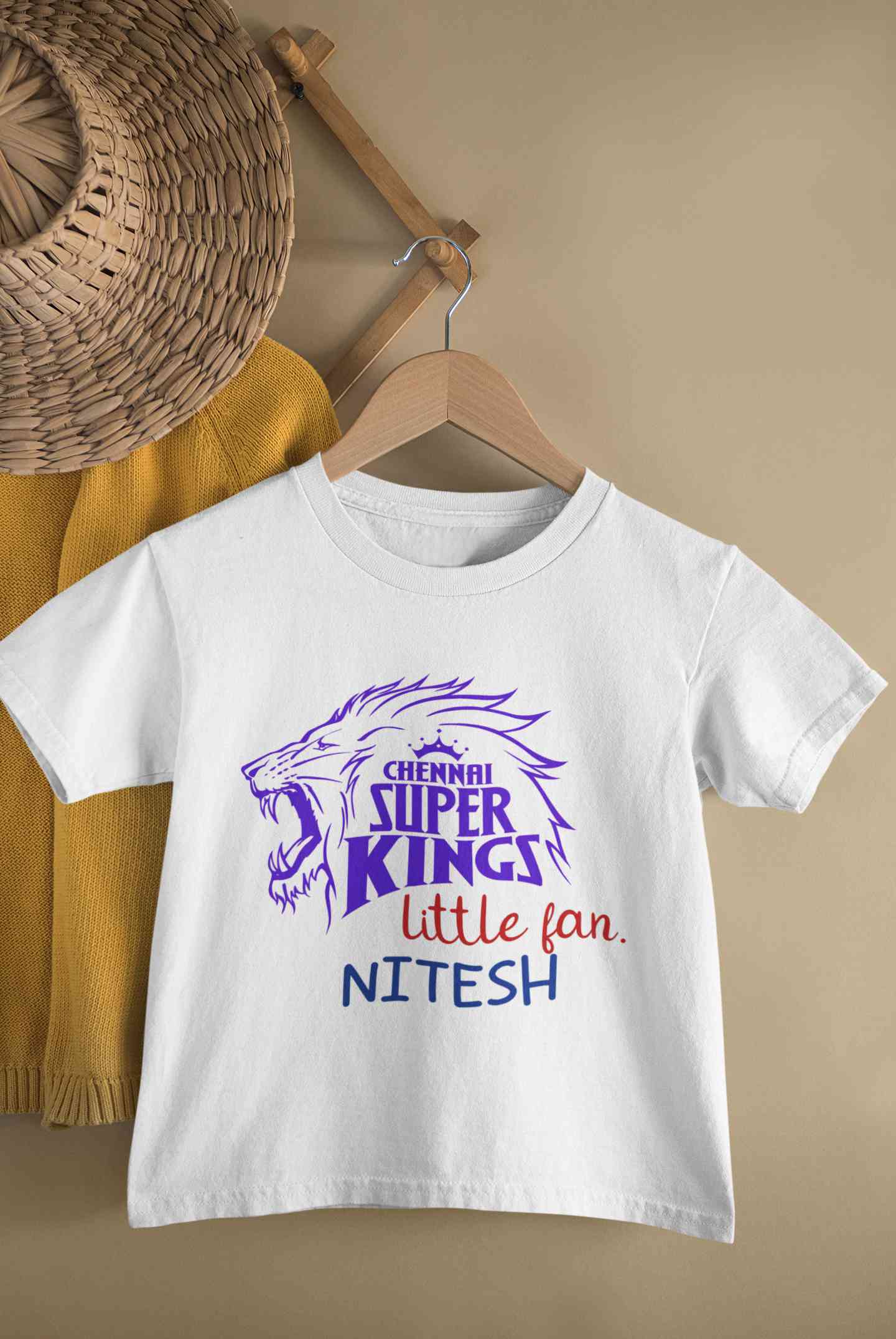 Custom Name IPL CSK Chennai Super Kings Little Fan Half Sleeves T-Shirt for Boy-FunkyTeesClub