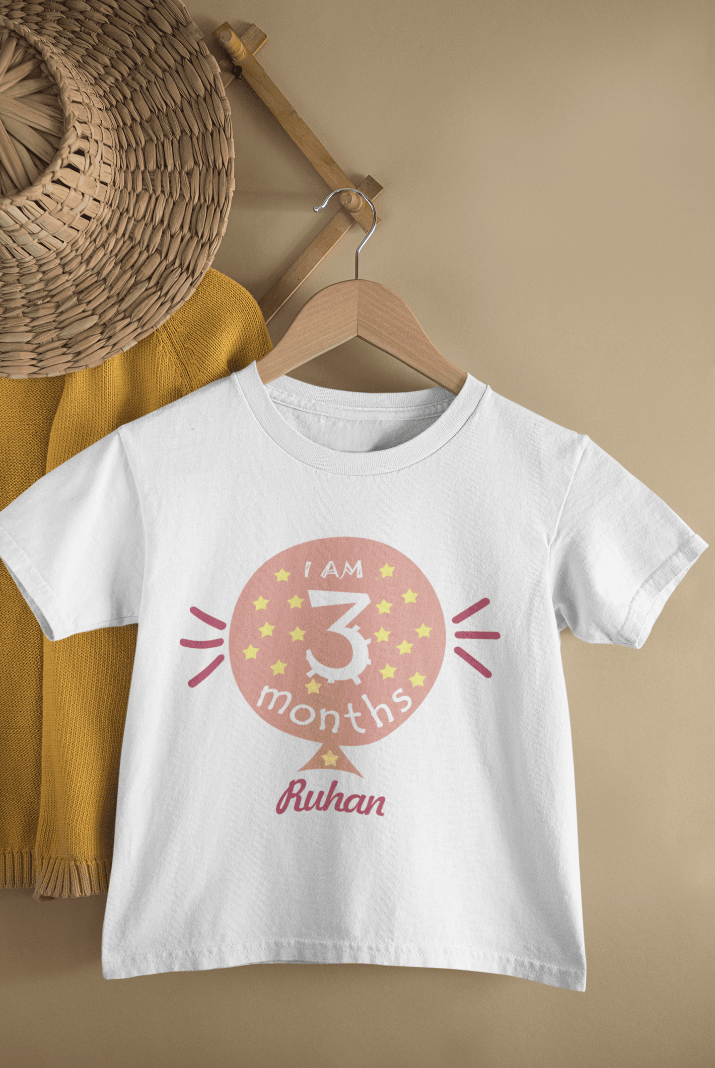 Custom Name I Am Three Months Half Sleeves T-Shirt for Boys -FunkyTeesClub