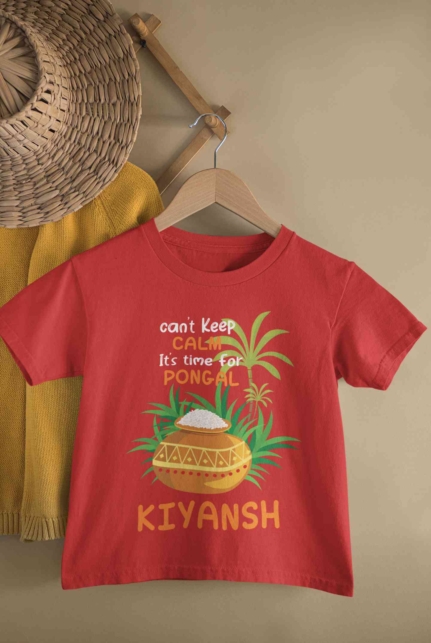 Custom Name Time For Pongal Half Sleeves T-Shirt for Boy-FunkyTeesClub