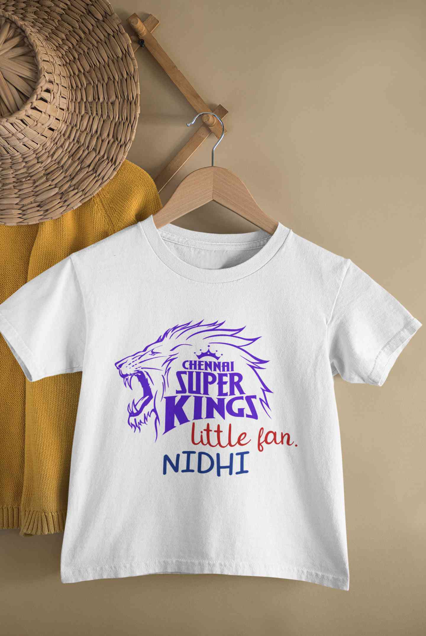 Custom Name IPL CSK Chennai Super Kings Little Fan Half Sleeves T-Shirt For Girls -FunkyTeesClub