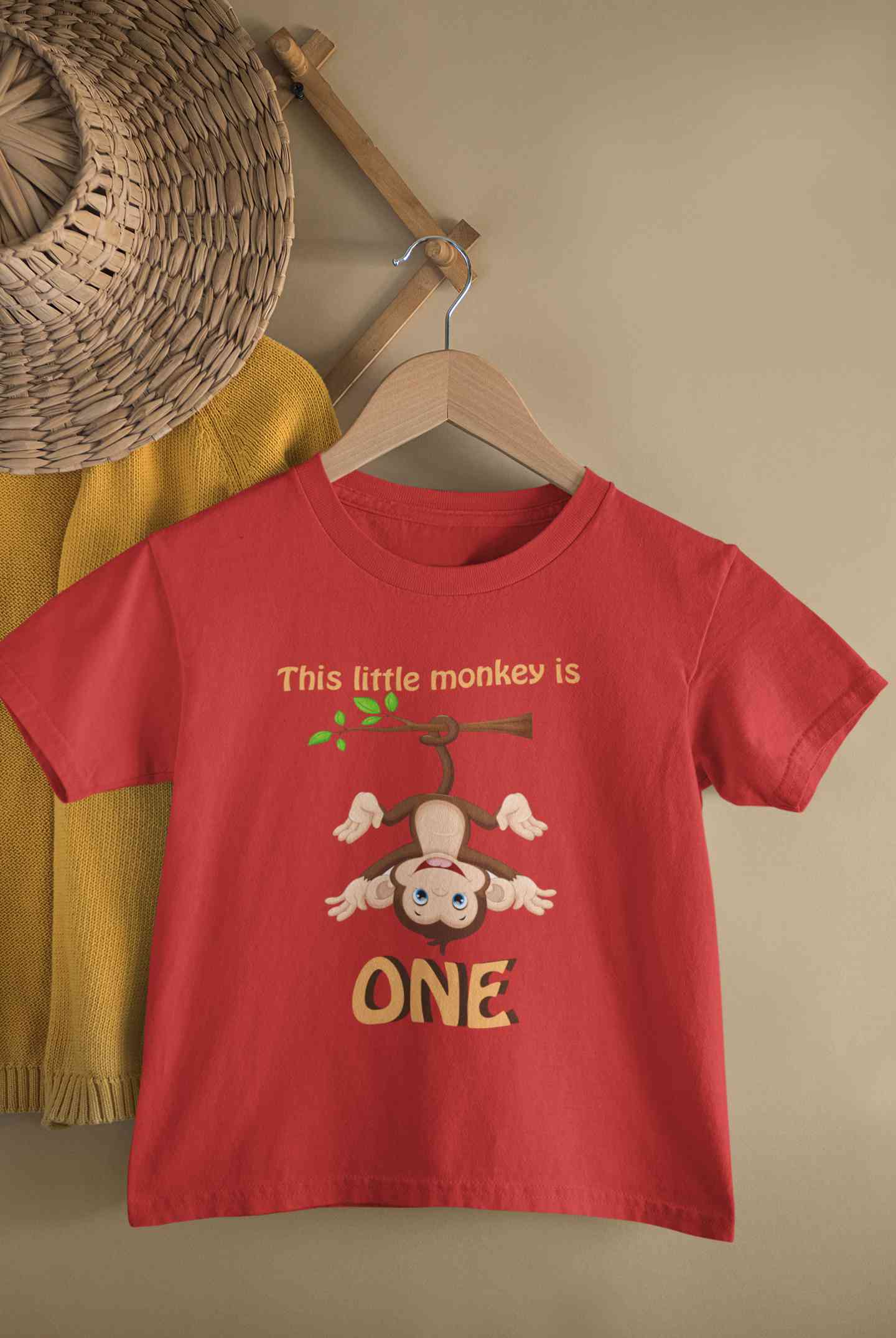 Little Monkey Is One First Birthday Half Sleeves T-Shirt for Boy-FunkyTeesClub