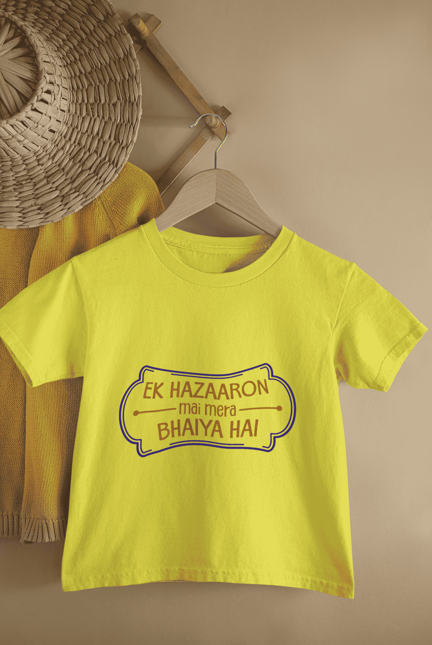 Ek Hazaron Mai Mera Bhaiya Hai Rakshabandhan Half Sleeves T-Shirt For Girls -FunkyTeesClub